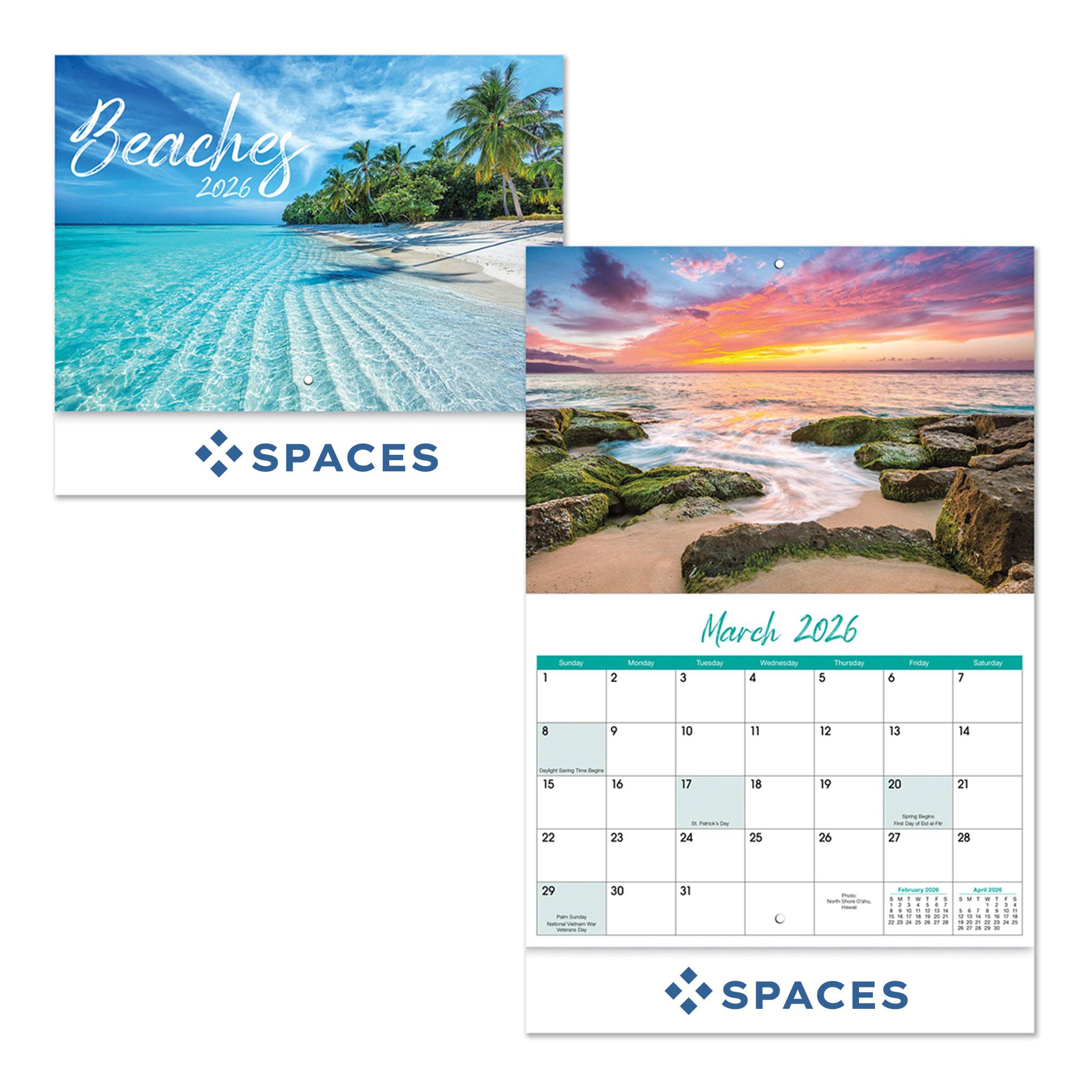 Beaches Stapled Wall Calendar  Imprinted with Logo (Q742222)