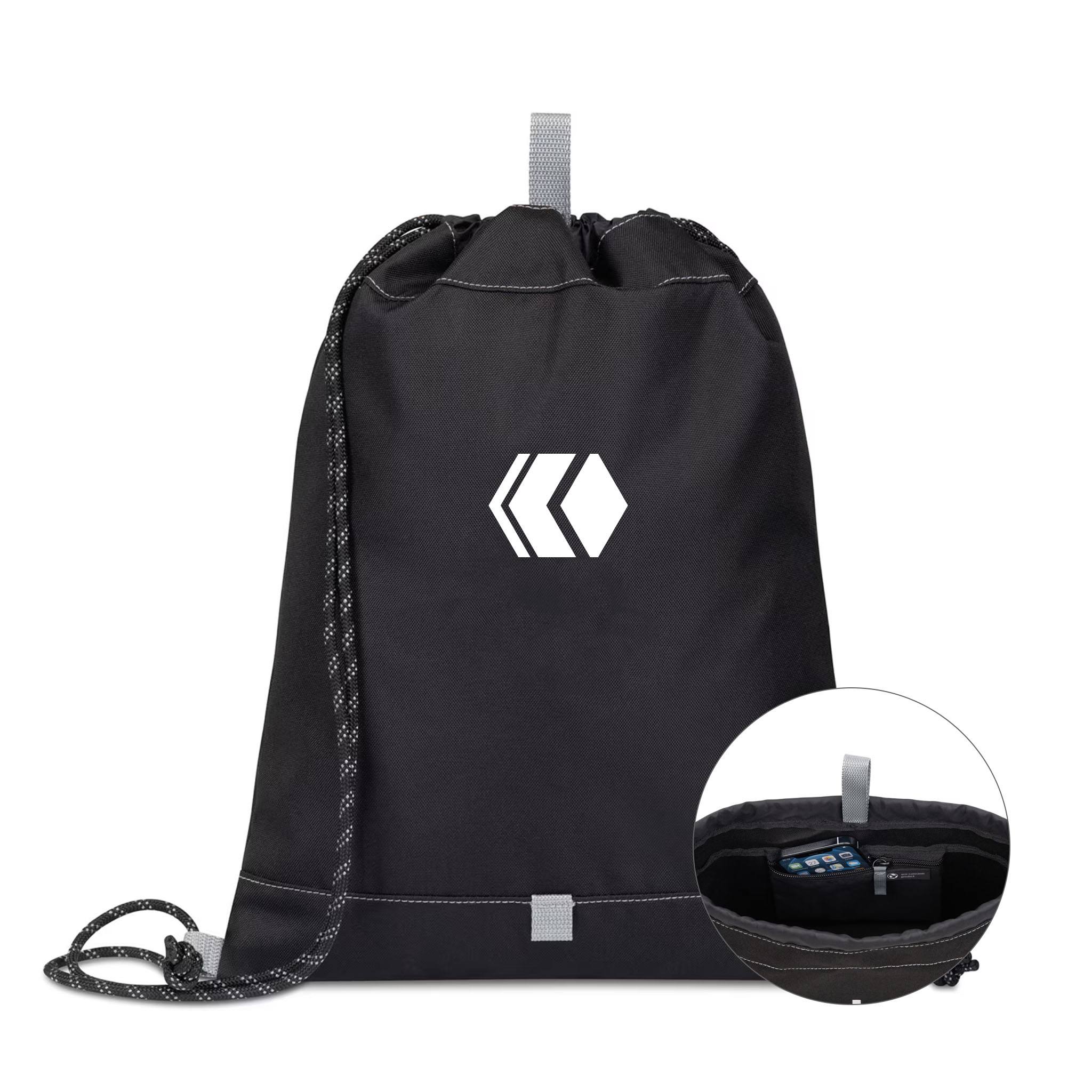 Repeat Recycled Poly Cinchpack - Medium Grey  Imprinted with Logo (Q744822)