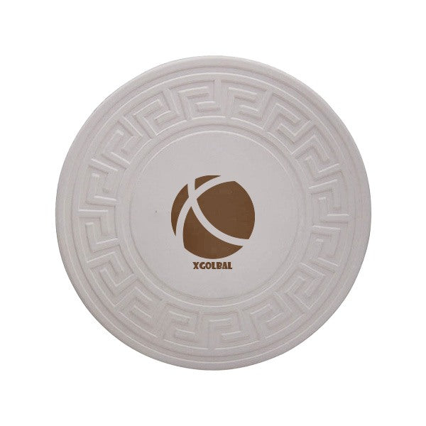 Round Greek Key Absorbent Stone Coaster  Imprinted with Logo (Q745922)
