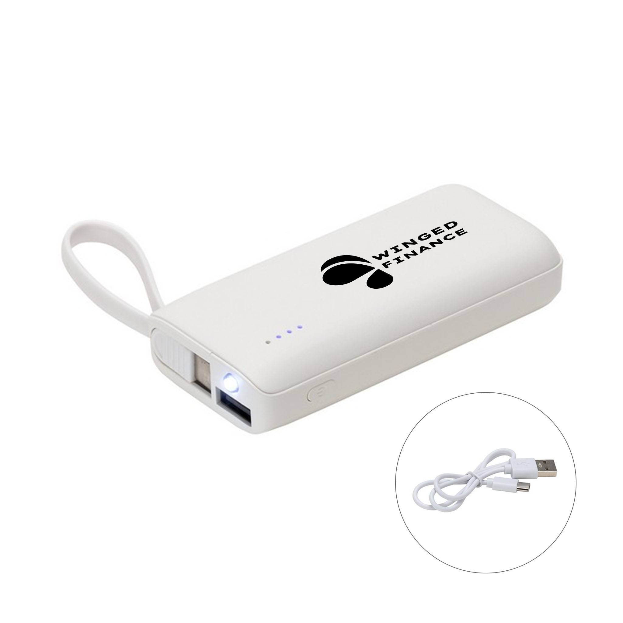 5000mAh Chancellor Power Bank With USB-C Built-in Cable  Imprinted with Logo (Q750922)