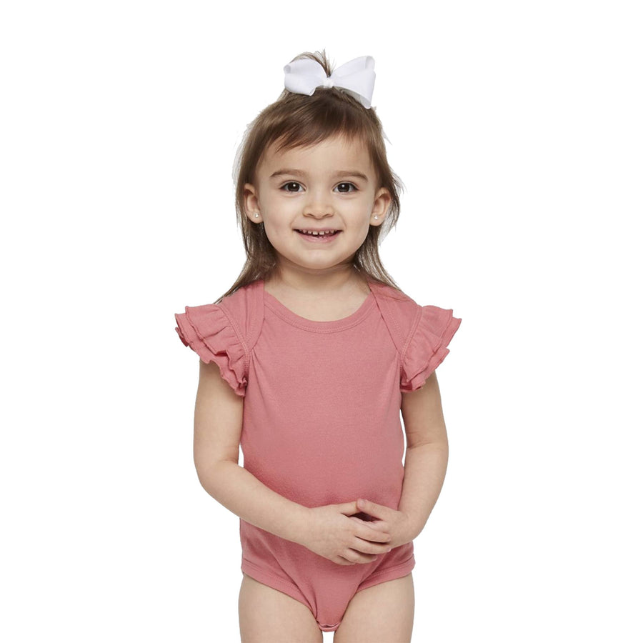 Rabbit Skins Infant Flutter Sleeve Baby Rib Bodysuit (Q752332)