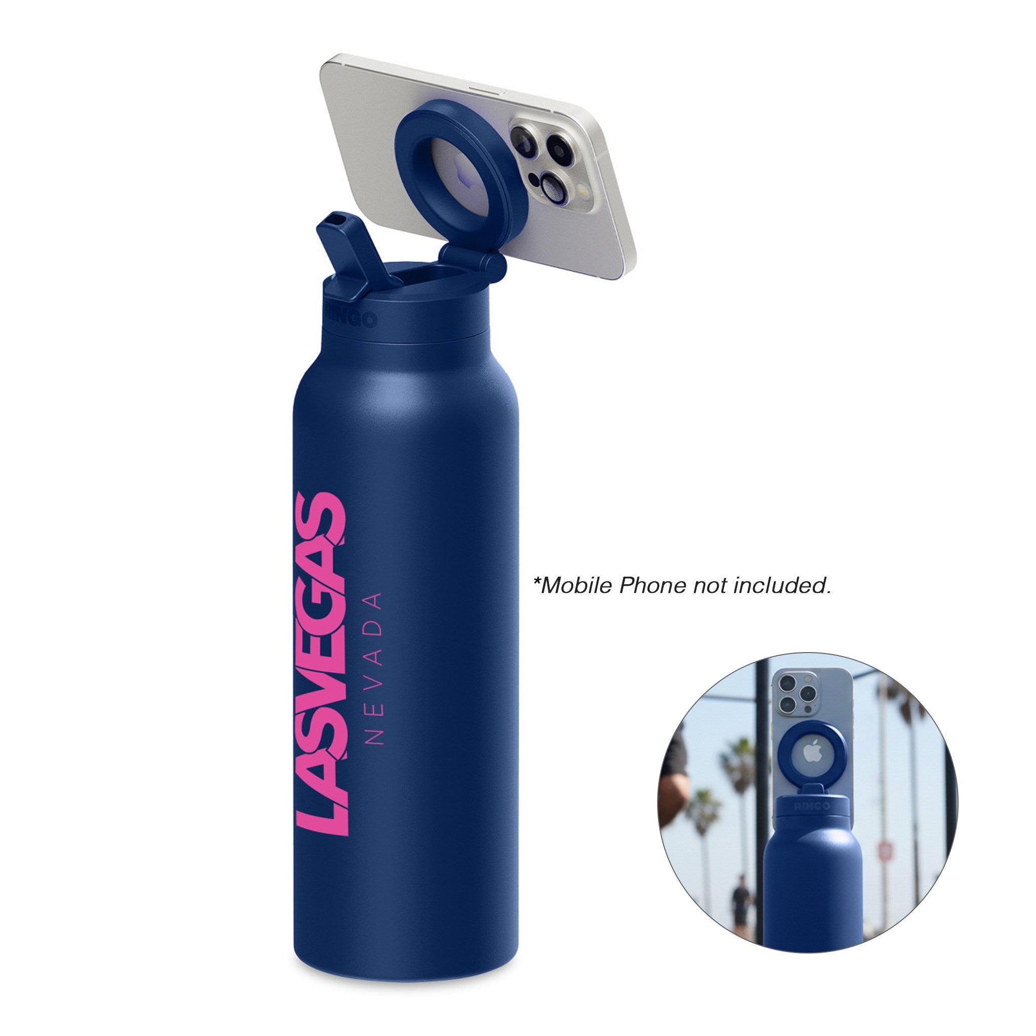 24 Oz. RINGO Pro Water Bottle with Magnetic Booster Ring - Blue (Q756532)