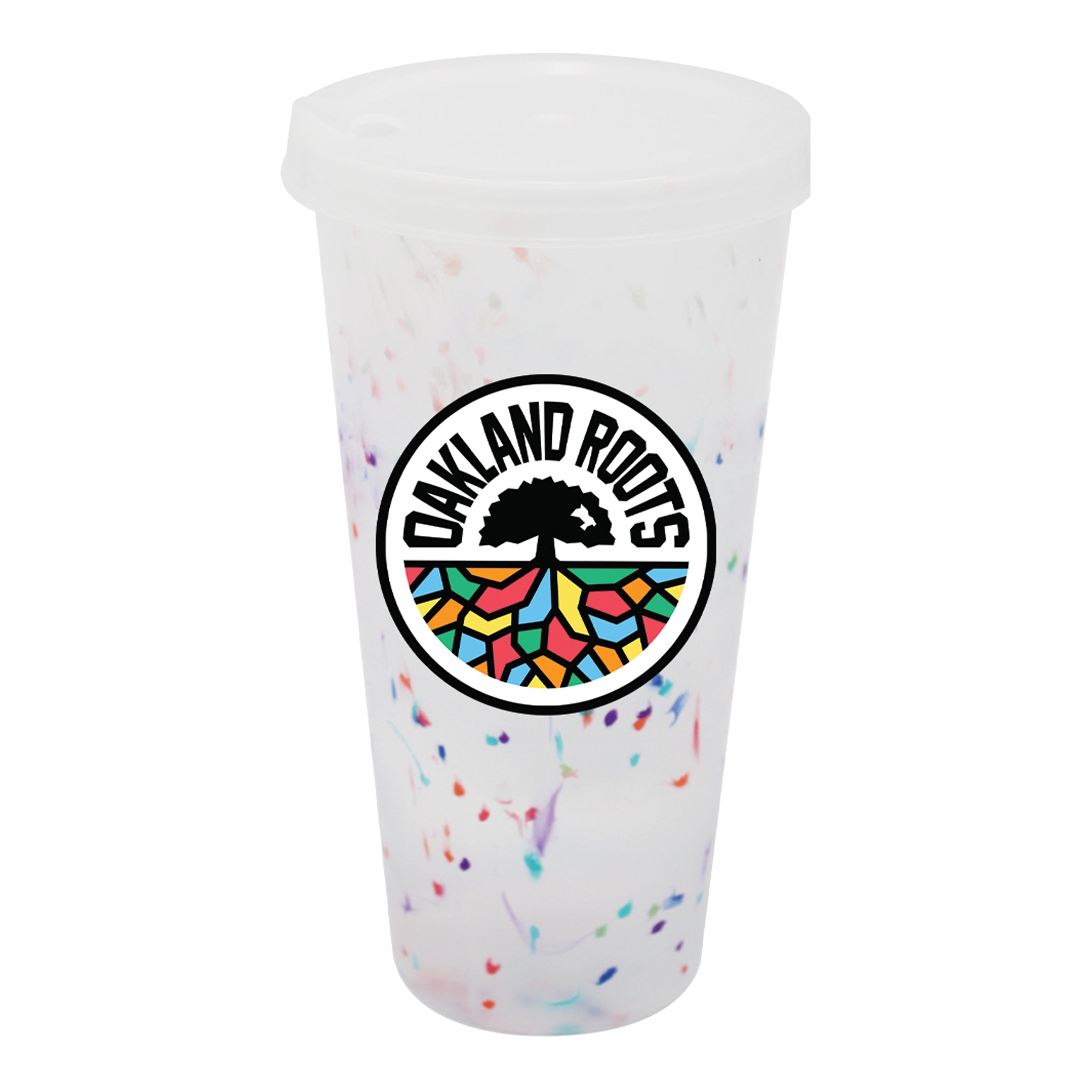 26 Oz. Mood™ Rainbow Confetti Tumbler With Lid - FC  Imprinted with Logo (Q757022)