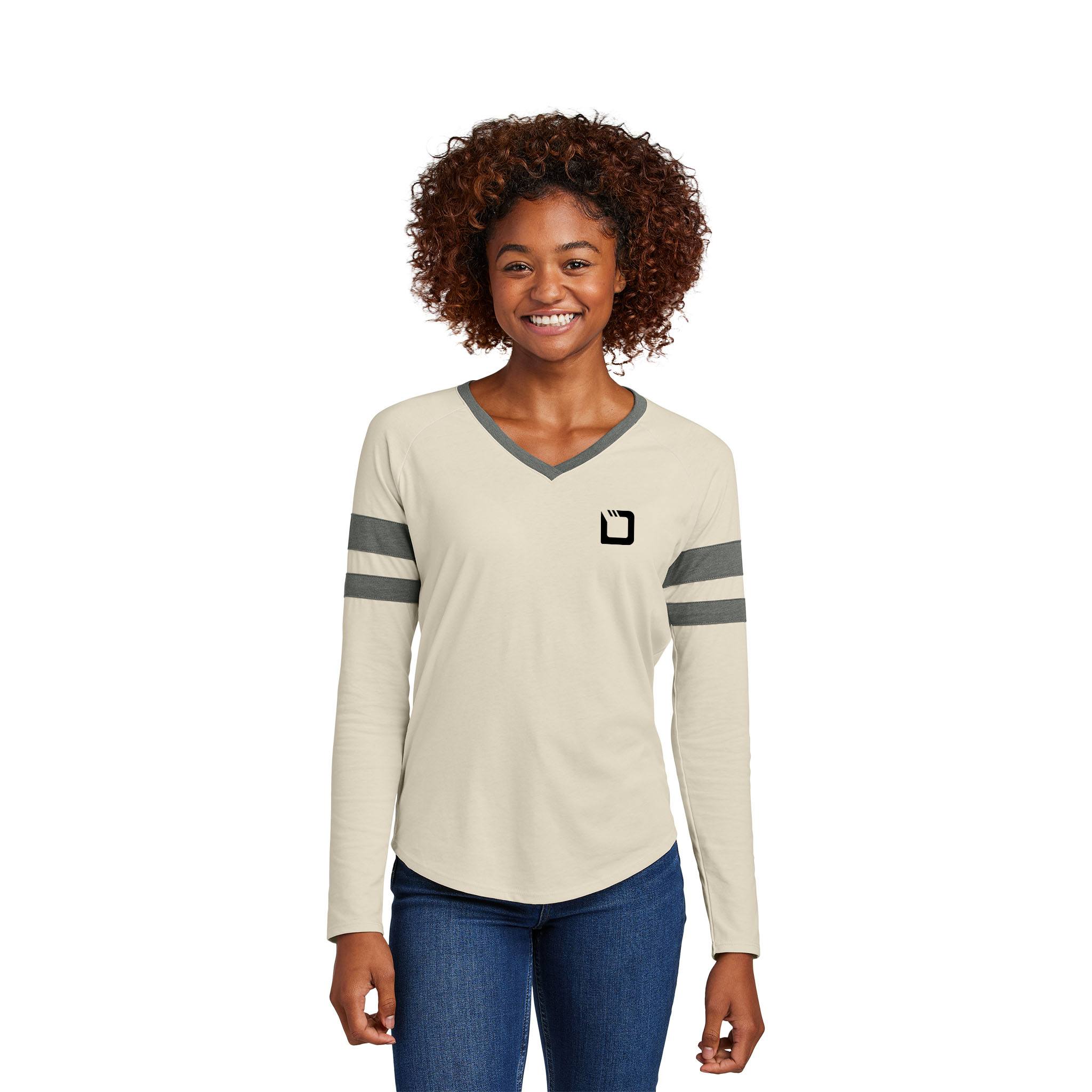 Sport-Tek® Ladies Halftime Stripe Long Sleeve V-Neck Tee  Imprinted with Logo (Q759922)