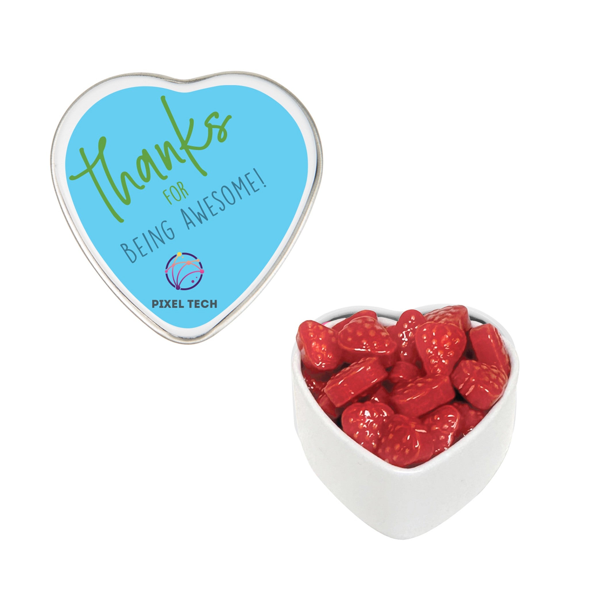 Small Heart Tin  Imprinted with Logo (Q763611)