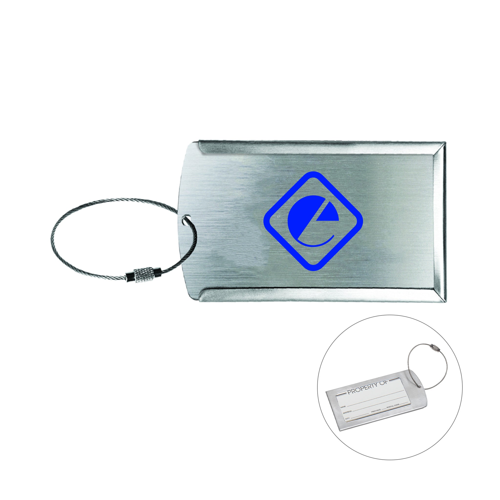Prestige Brushed Metal Luggage Bag Tag  Imprinted with Logo (Q76450)