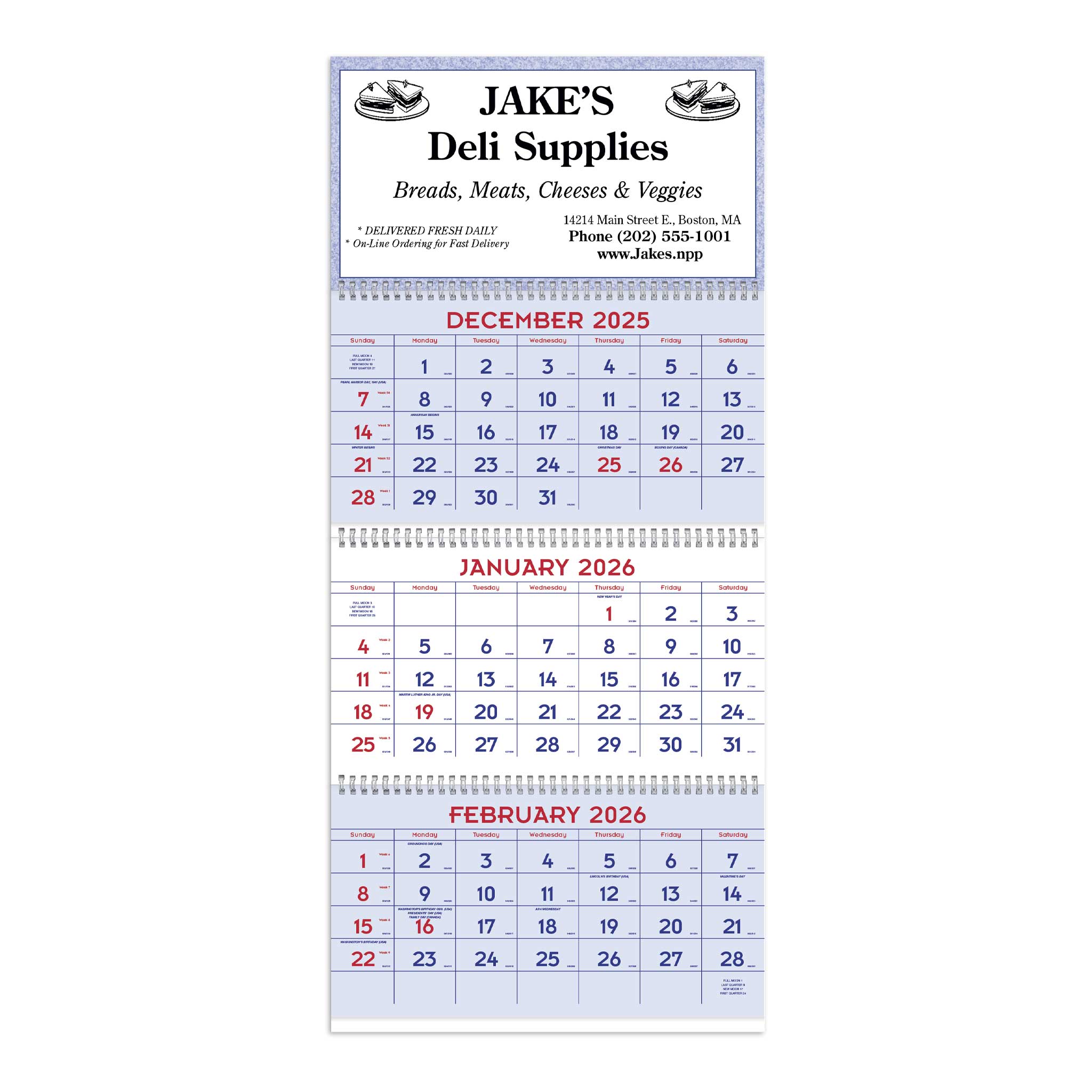 Red & Blue Commercial Planner  Imprinted with Logo (Q764722)