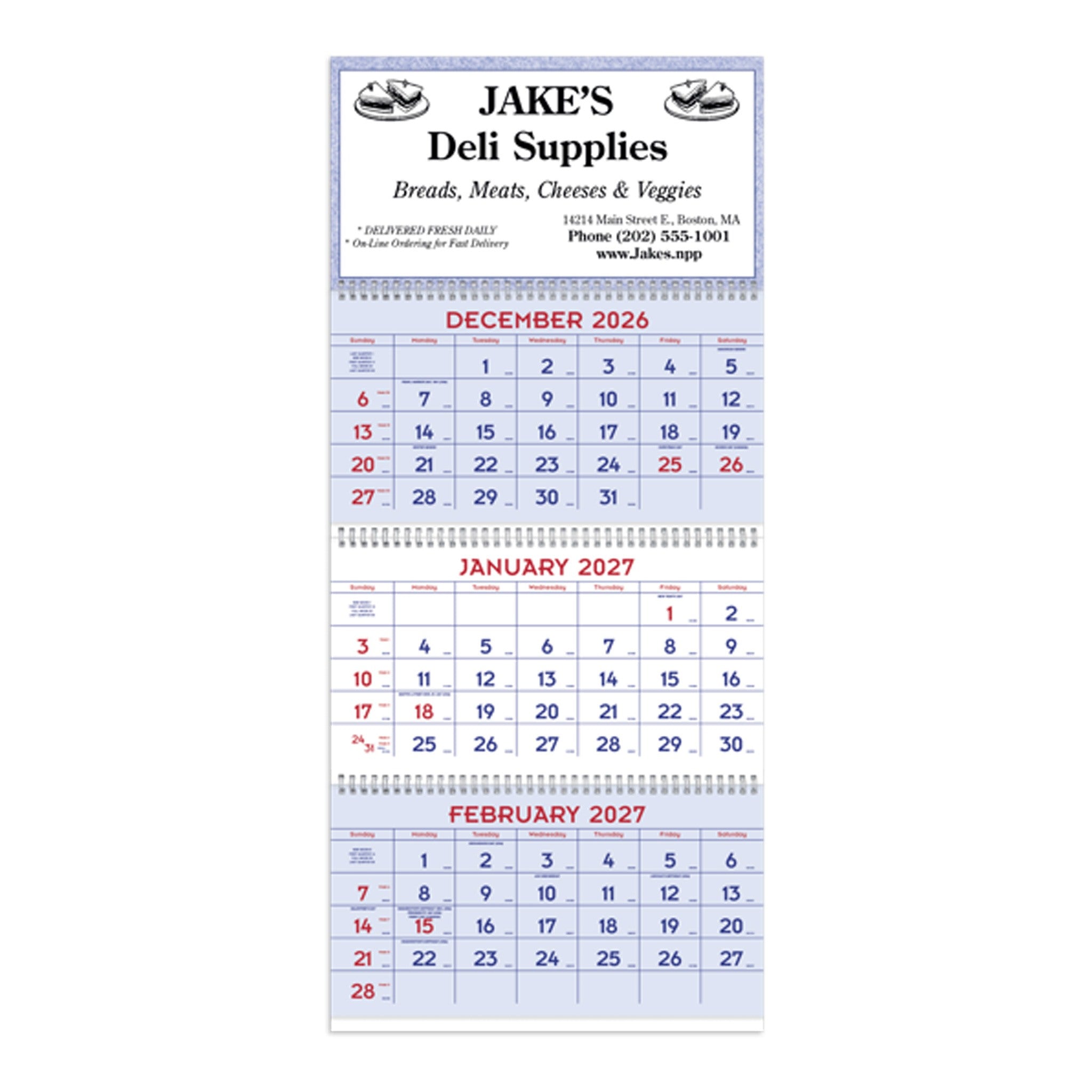 Red & Blue Commercial Planner  Imprinted with Logo (Q764722)