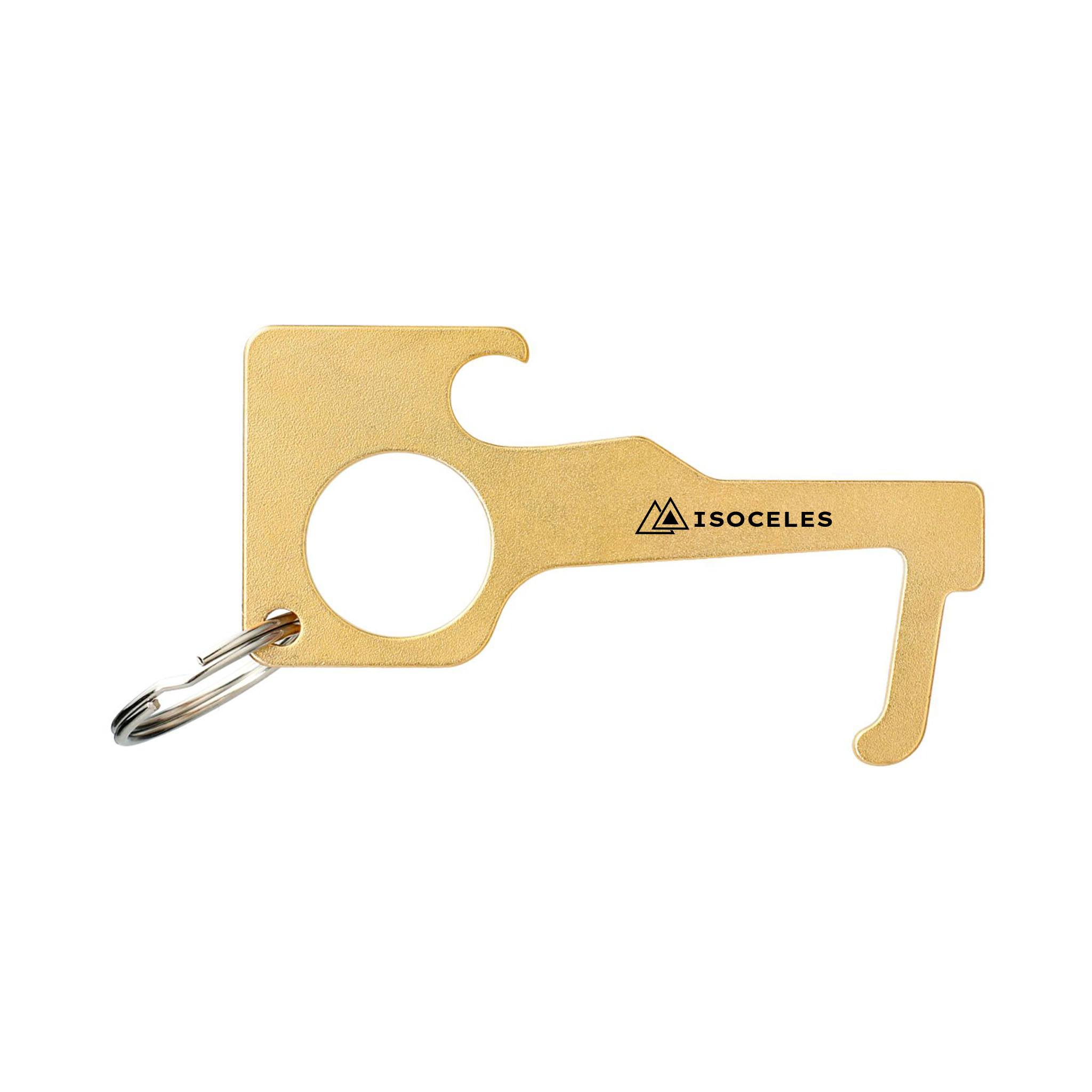 No Contact Keychain - Brass  Imprinted with Logo (Q772322)