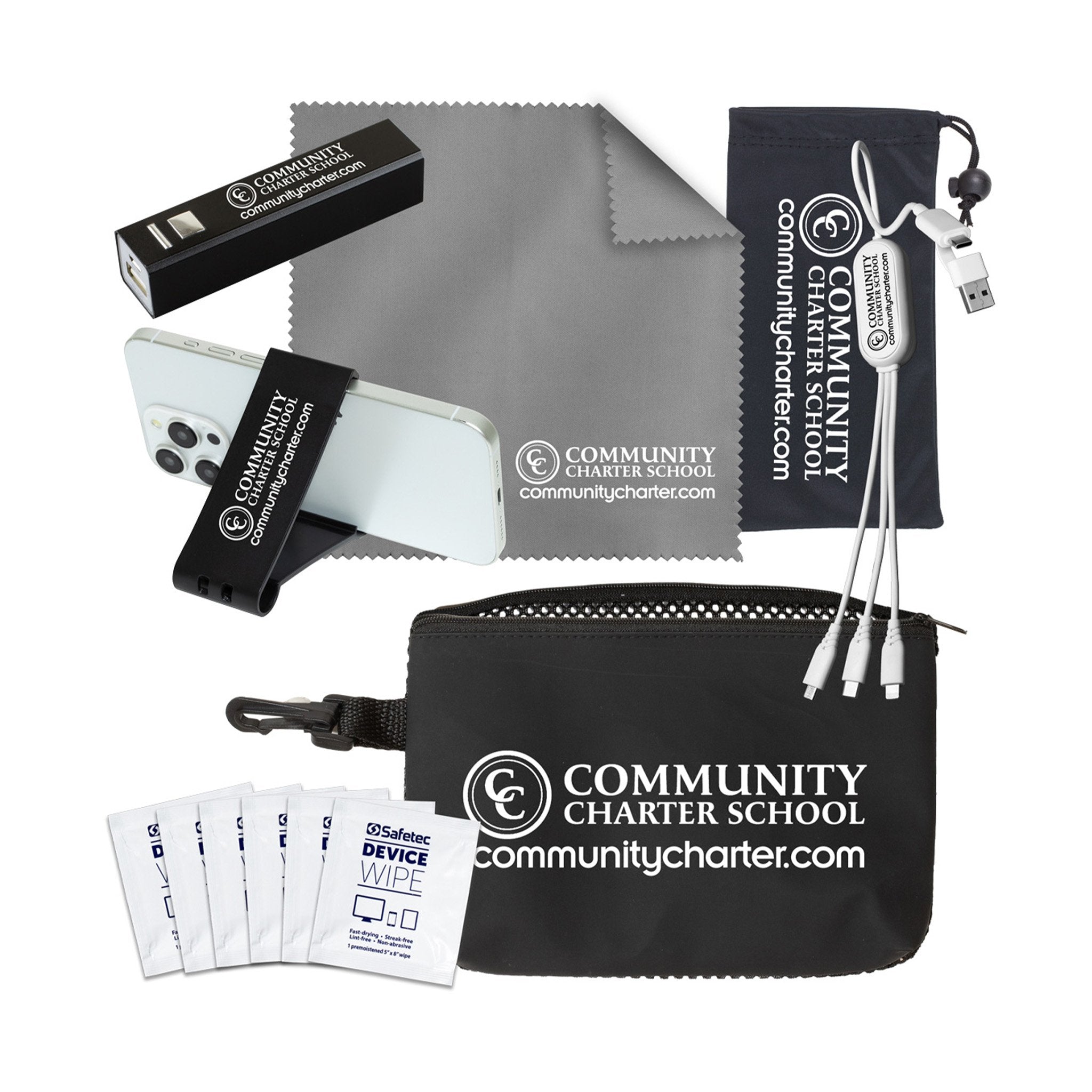 Sedona 11 Pcs Charge & Take Along Kit Zipper Pouch  Imprinted with Logo (Q773632)