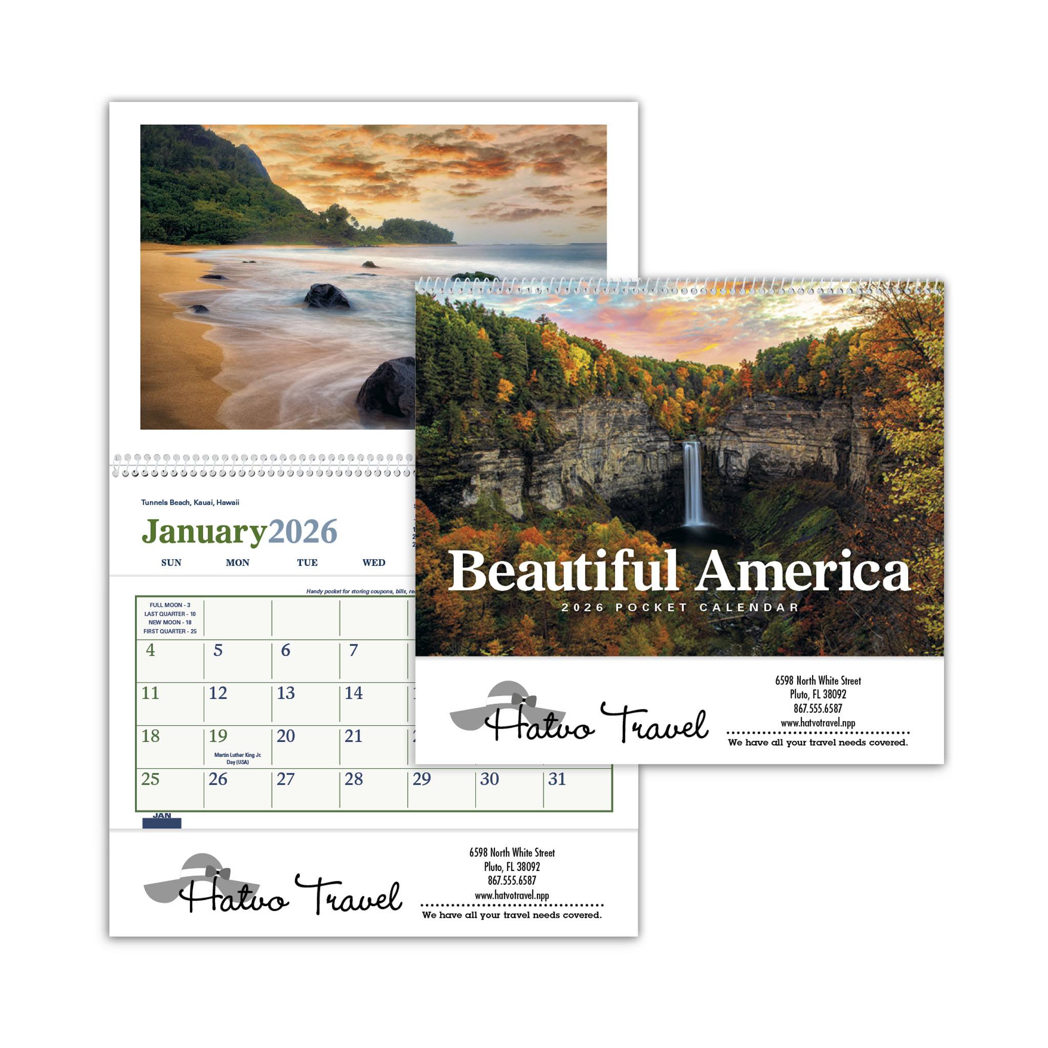 Beautiful America Pocket Calendar  Imprinted with Logo (Q775722)