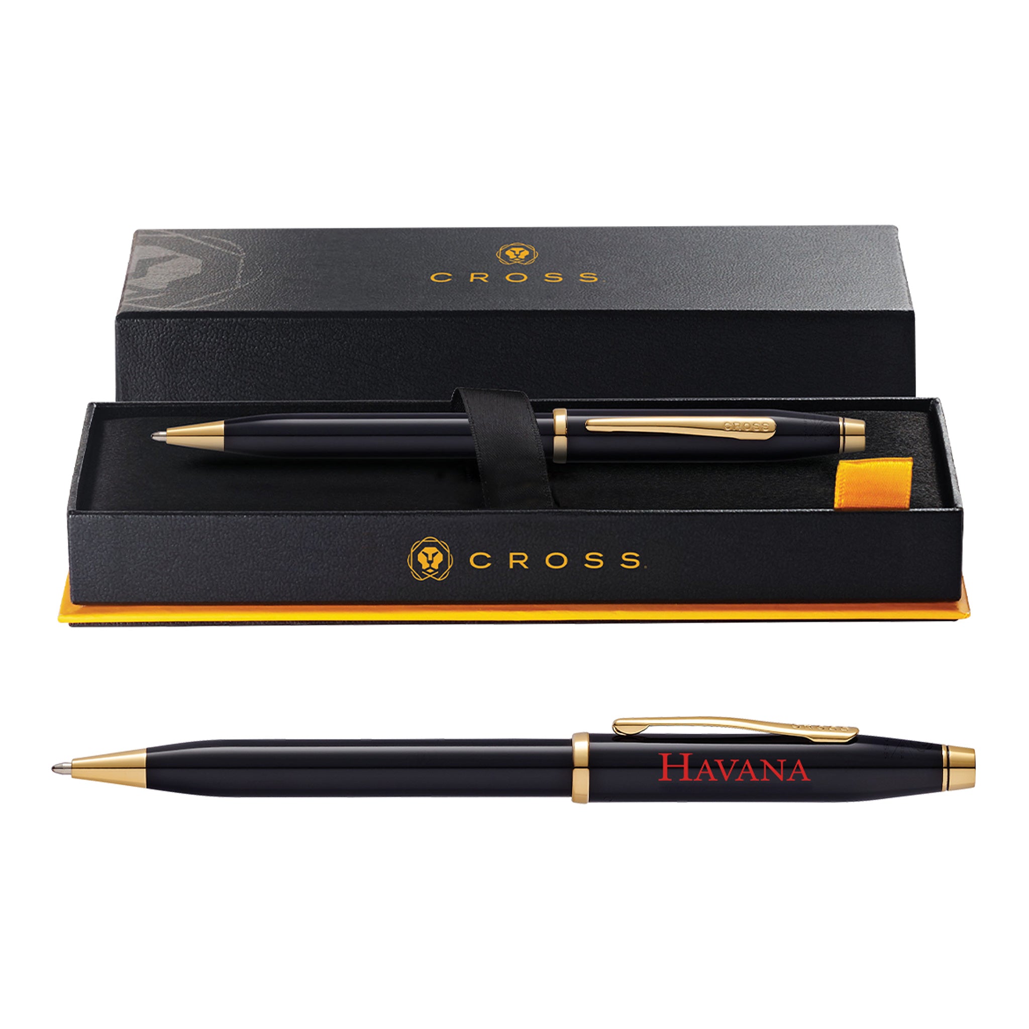 Cross® Century II Black Lacquer Pen - Full Color Digital  Imprinted with Logo (Q776022)