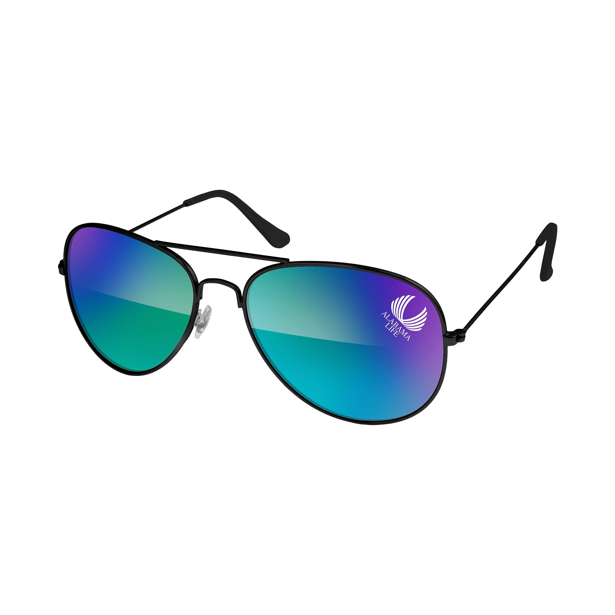 Metal Aviator Mirrored Sunglasses  Imprinted with Logo (Q782532)