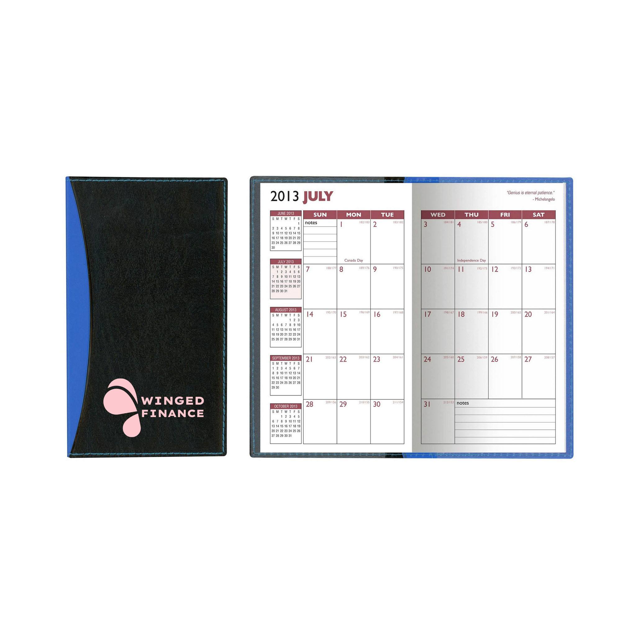 2 Tone Vinyl Geneva Series Academic Planner  Imprinted with Logo (Q788222)