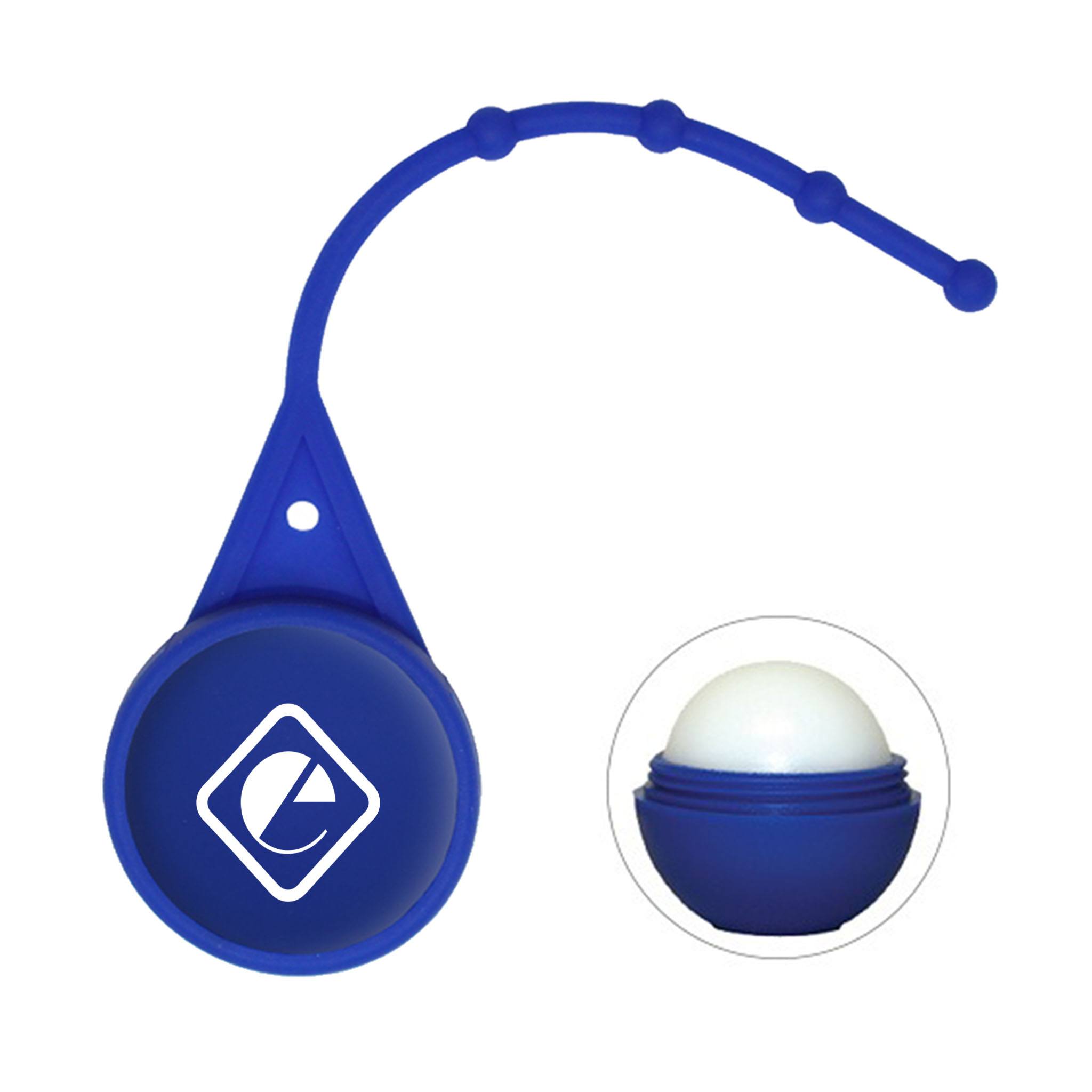 Halcyon® Round Lip Balms with Lanyard  Imprinted with Logo (Q790611)