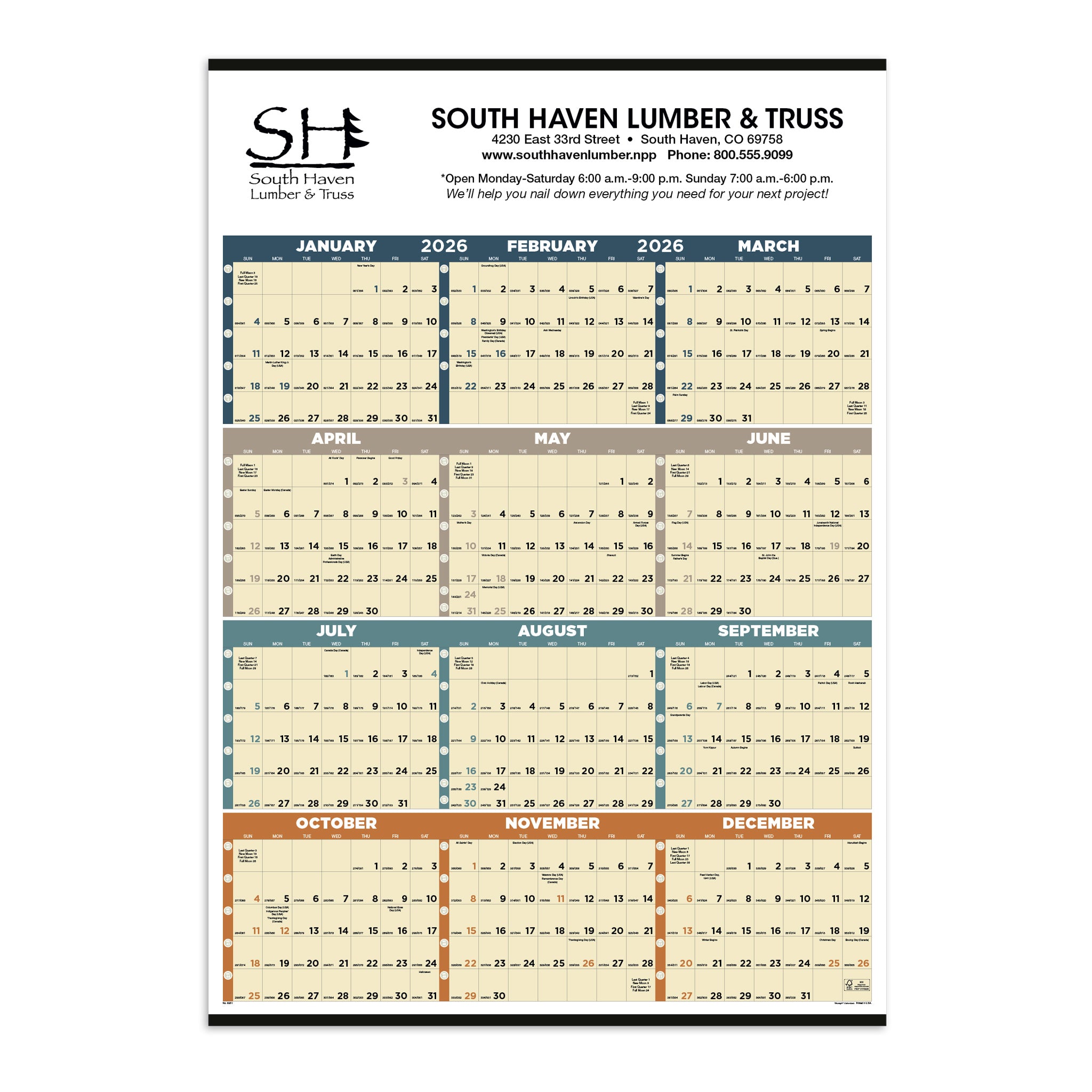 Time Management Span-A-Year Calendars Non-Laminated (Q793722)