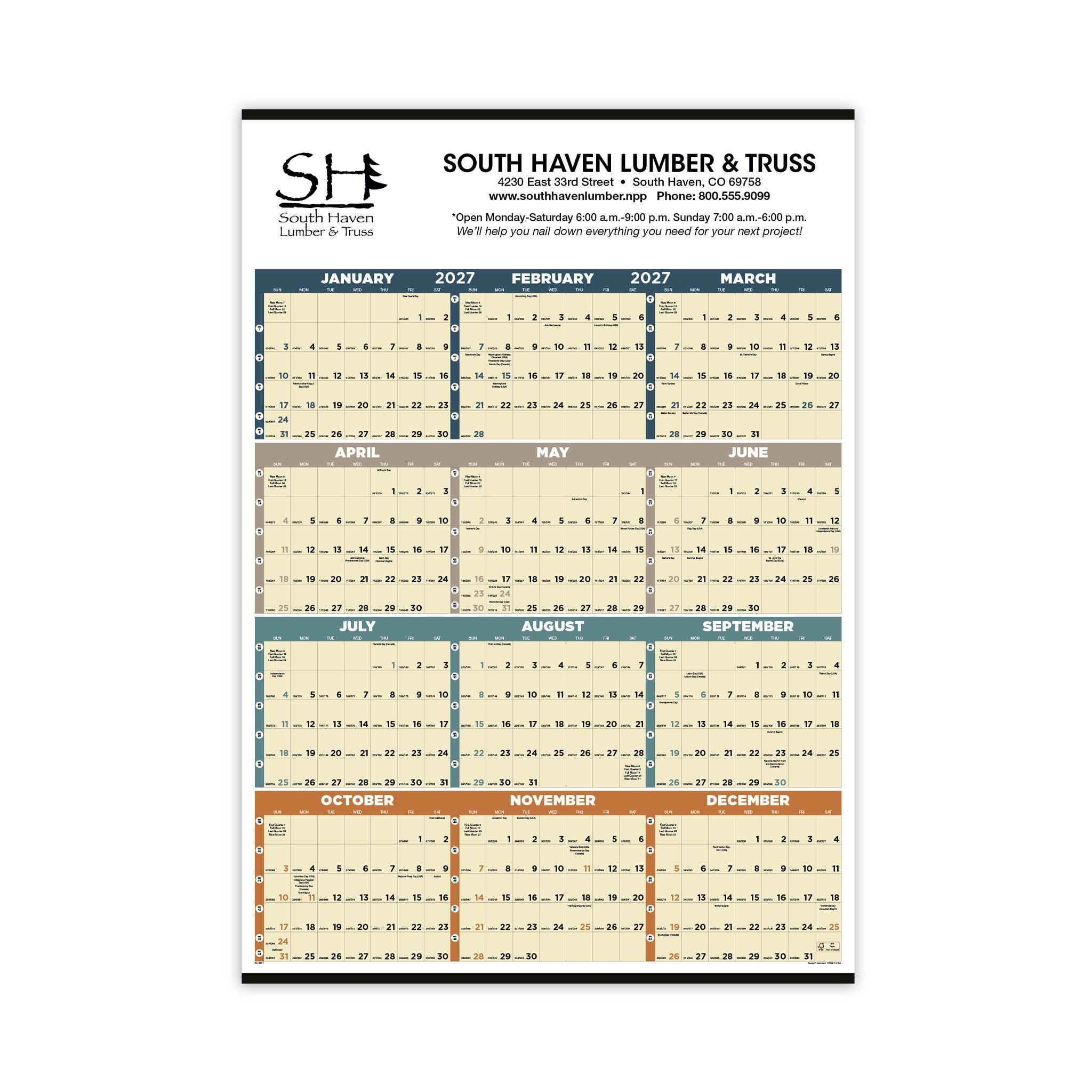 Time Management Span-A-Year Calendars Non-Laminated  Imprinted with Logo (Q793722)