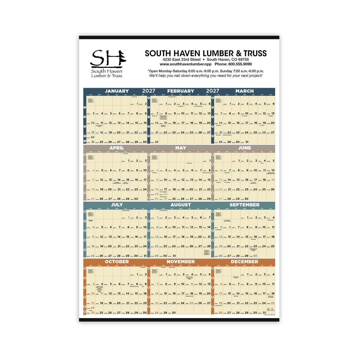 Time Management Span-A-Year Calendars Non-Laminated (Q793722)