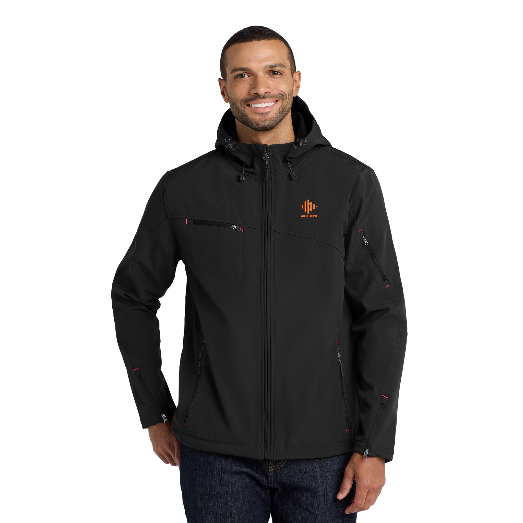 Port Authority® Textured Hooded Soft Shell Jacket  Imprinted with Logo (Q793776)