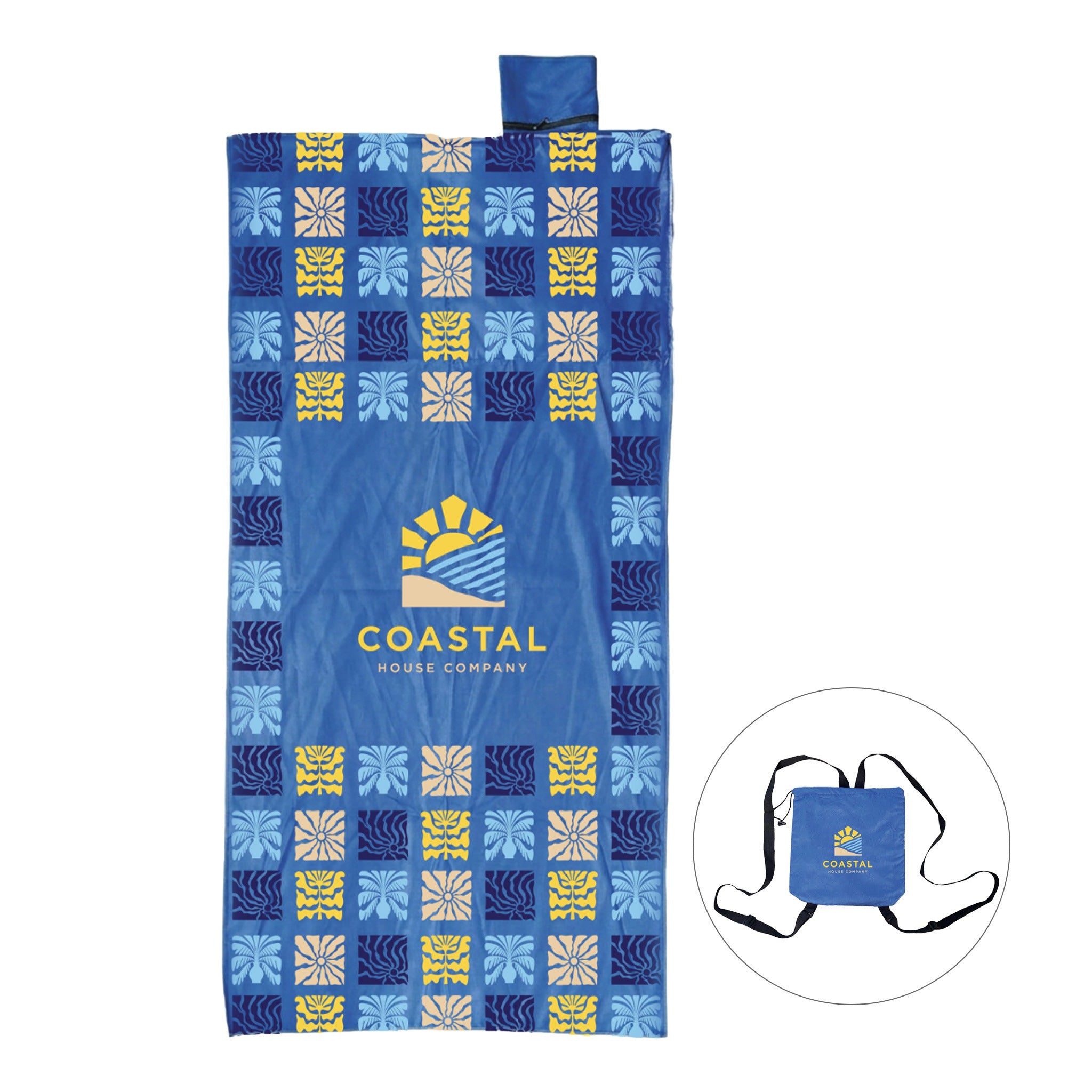 Microfiber Beach Towel With Built-in Drawstring Bag (Q800532)