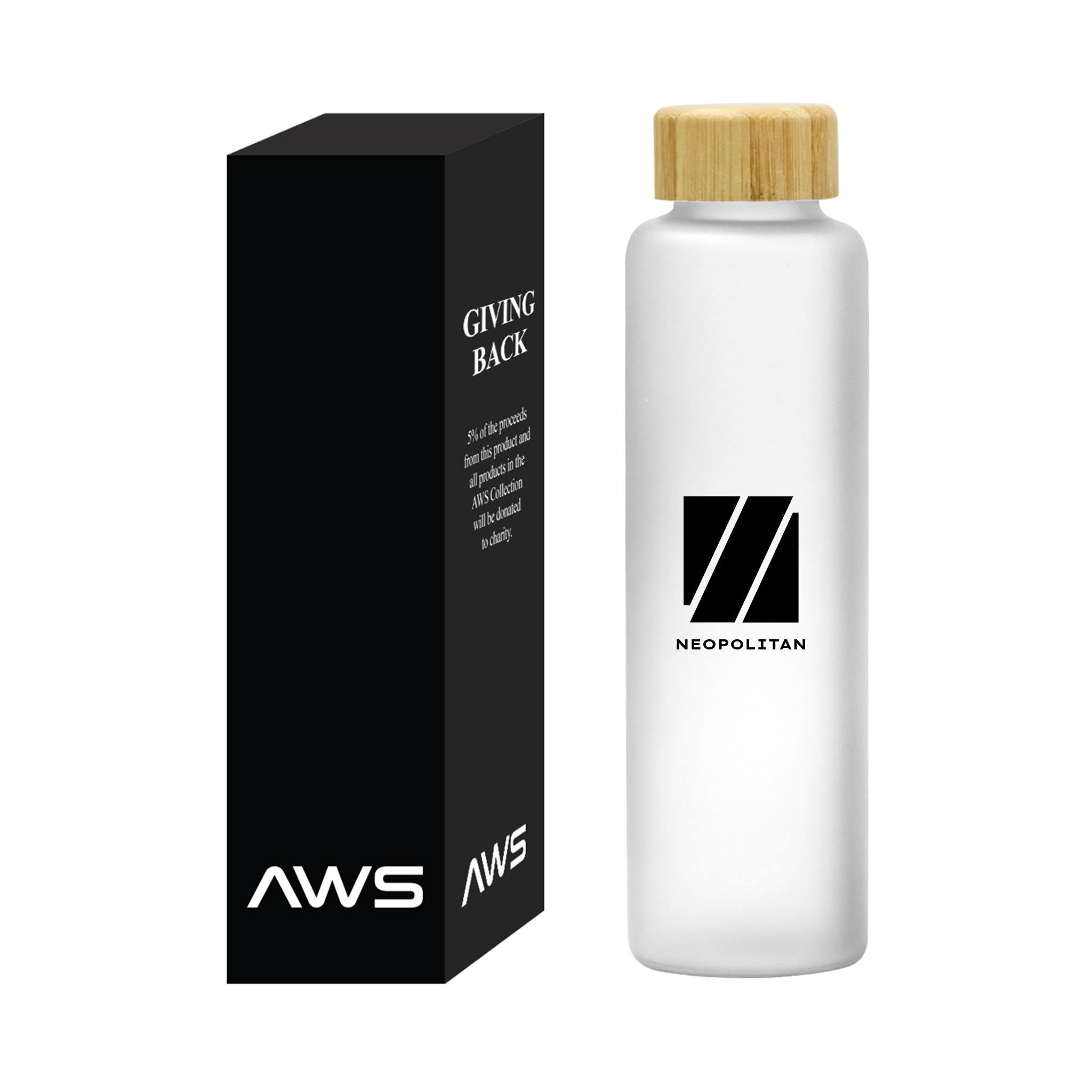 AWS 20 Oz. Belle Glass Bottle With Bamboo Lid  Imprinted with Logo (Q803422)