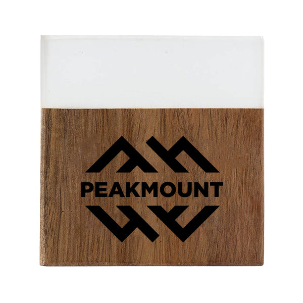 Acacia Wood And Resin Coaster  Imprinted with Logo (Q804922)