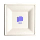 6 Inch Square Compostable Paper Plate Bagasse  Imprinted with Logo (Q807332)