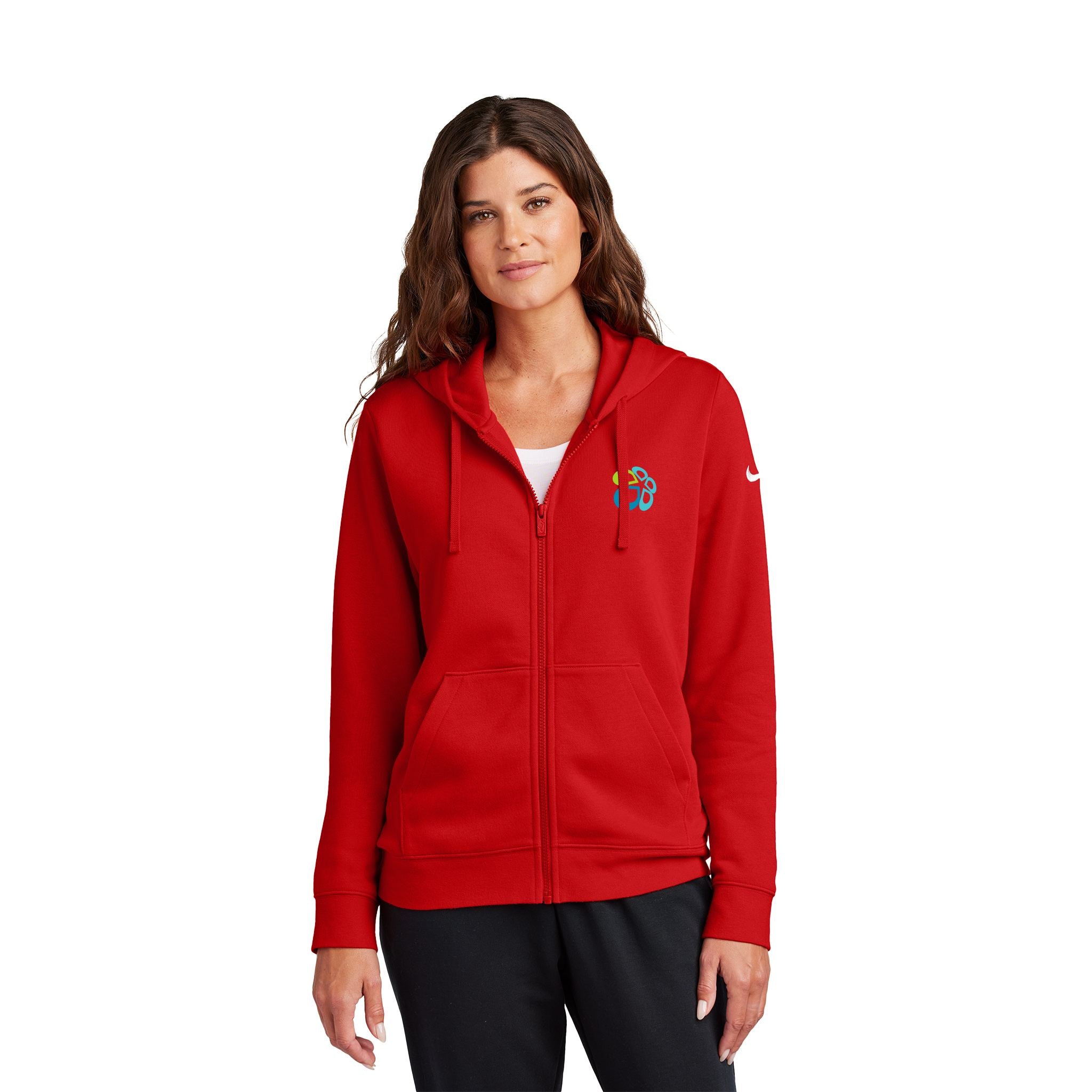 Nike Ladies Club Fleece Sleeve Swoosh Full-Zip Hoodie  Imprinted with Logo (Q809922)