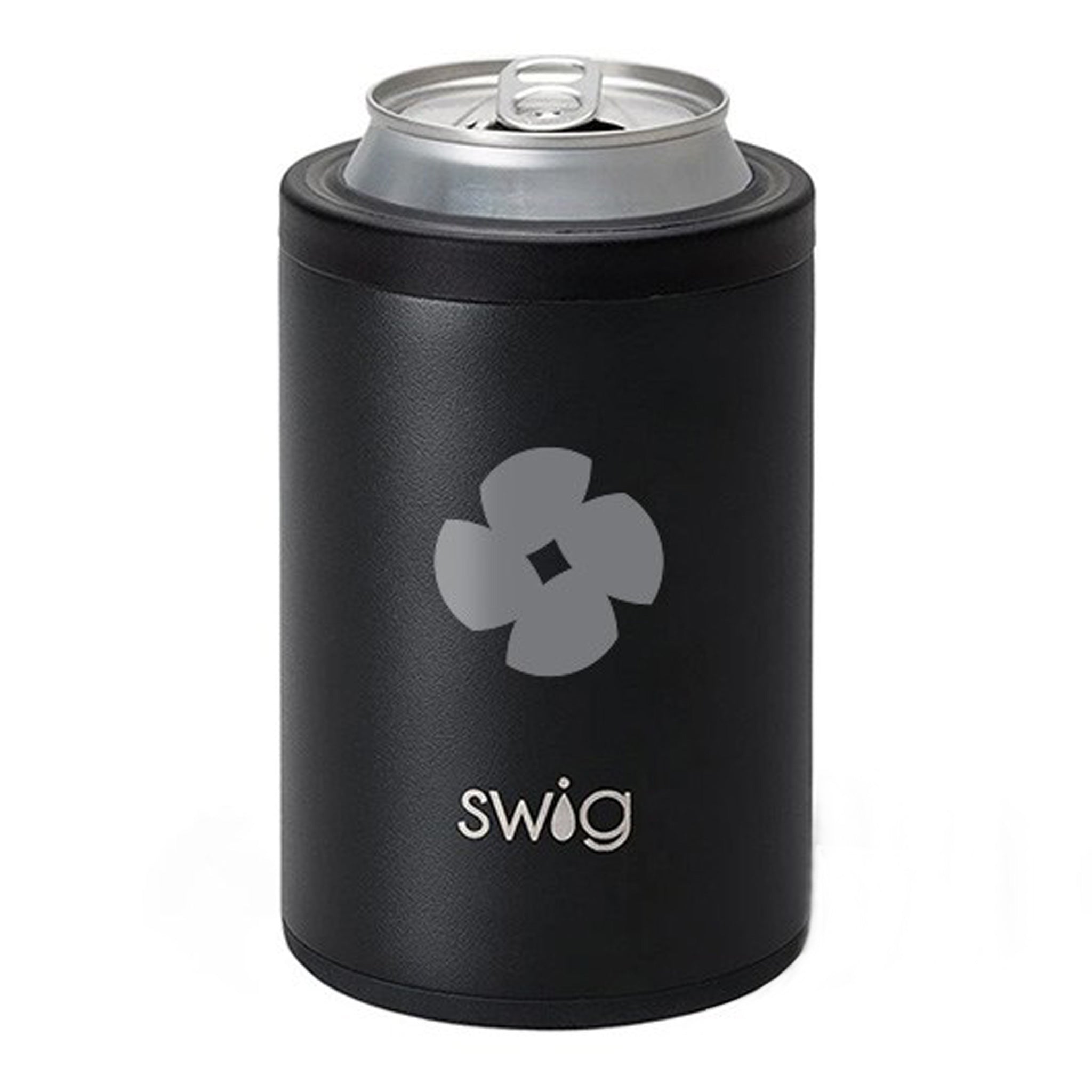 12 Oz. Swig Combo Can And Bottle Cooler - Matte Black  Imprinted with Logo (Q810522)