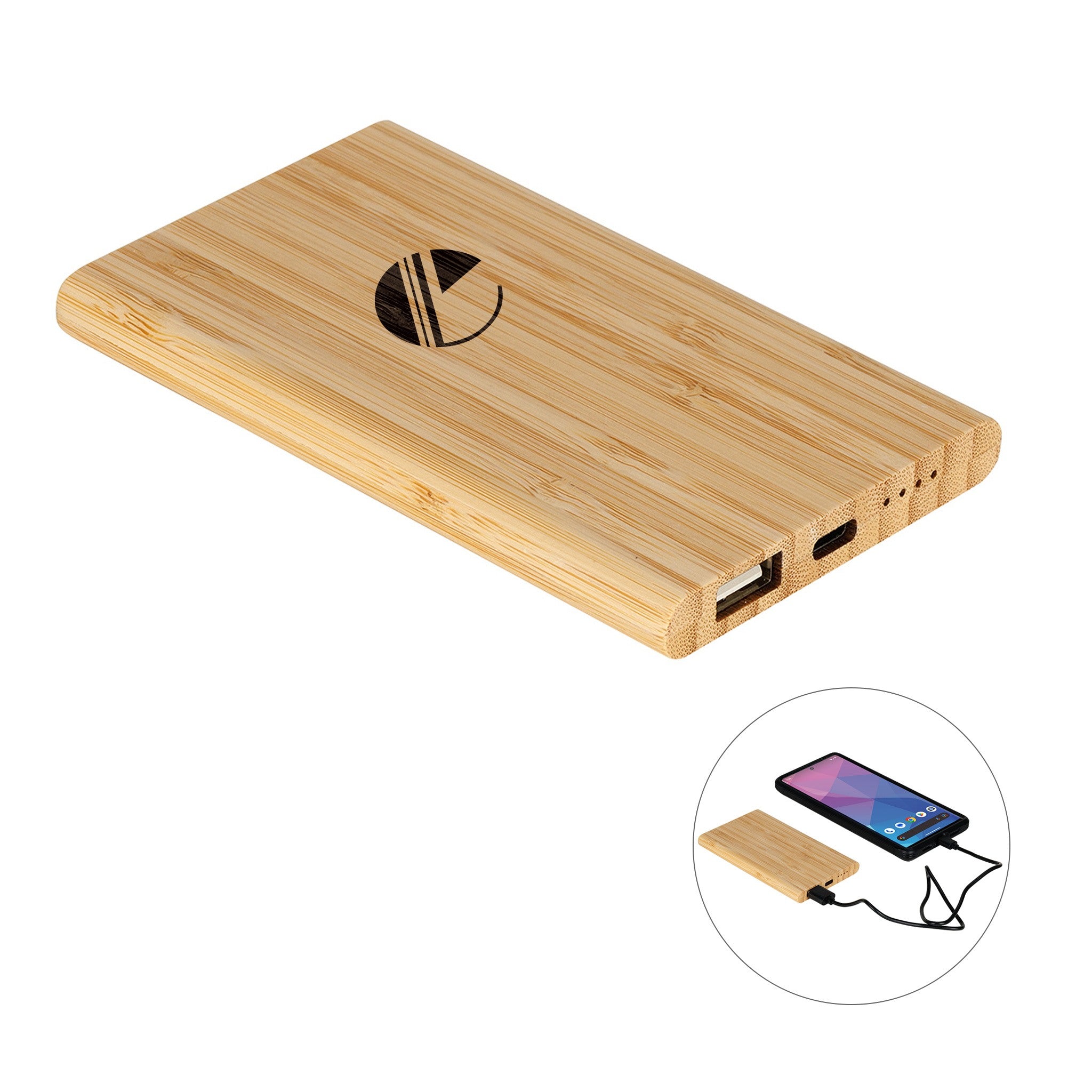 FSC® 5000mAh Bamboo Power Bank  Imprinted with Logo (Q812022)