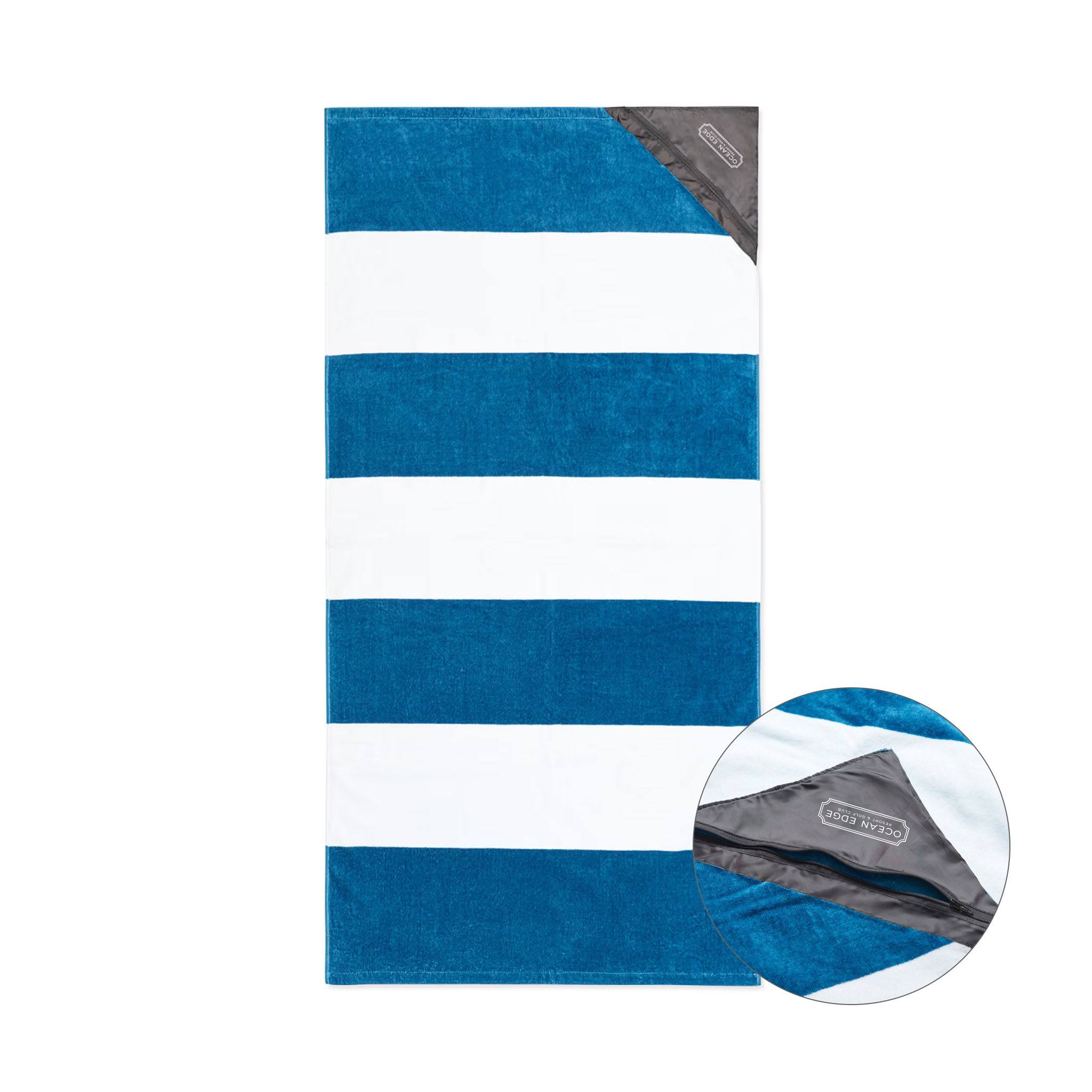 Slowtide® Pocket Beach Towel - Porto Navy  Imprinted with Logo (Q813622)