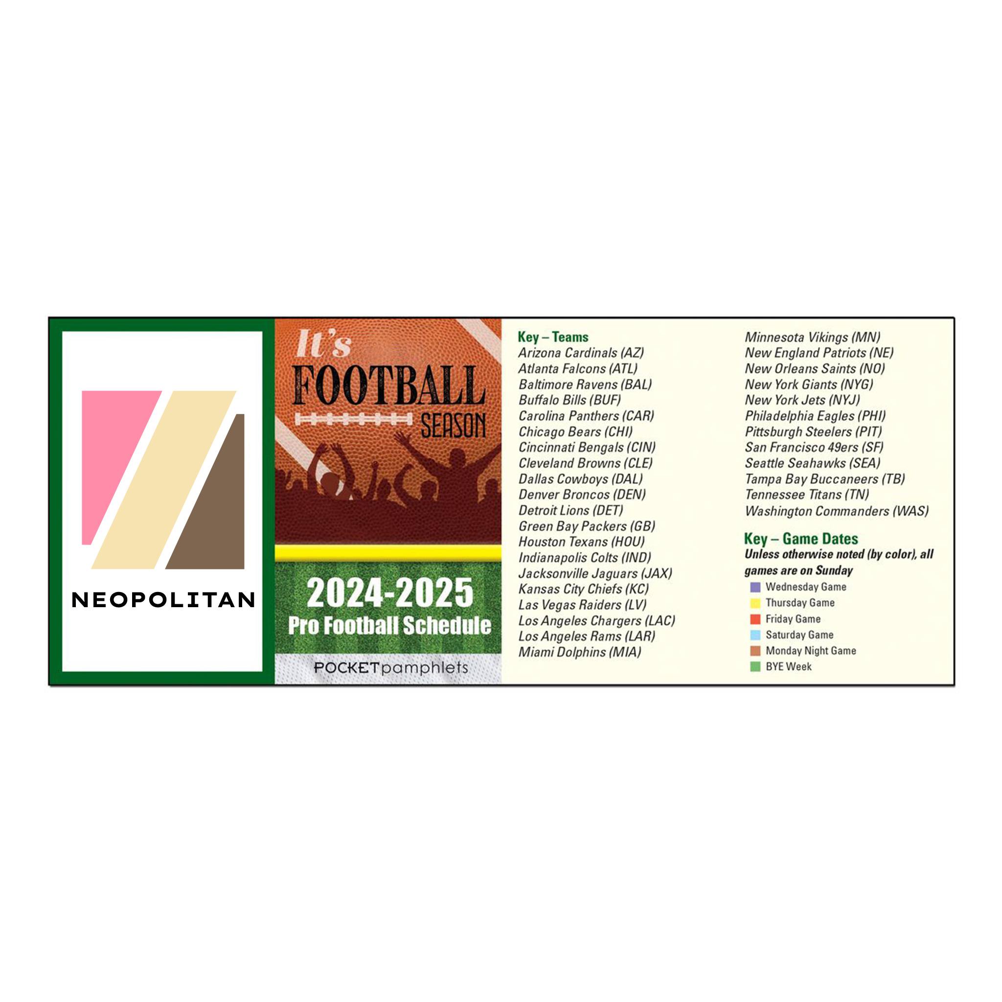 Pro Football Schedule Pocket Pamphlet  Imprinted with Logo (Q814222)