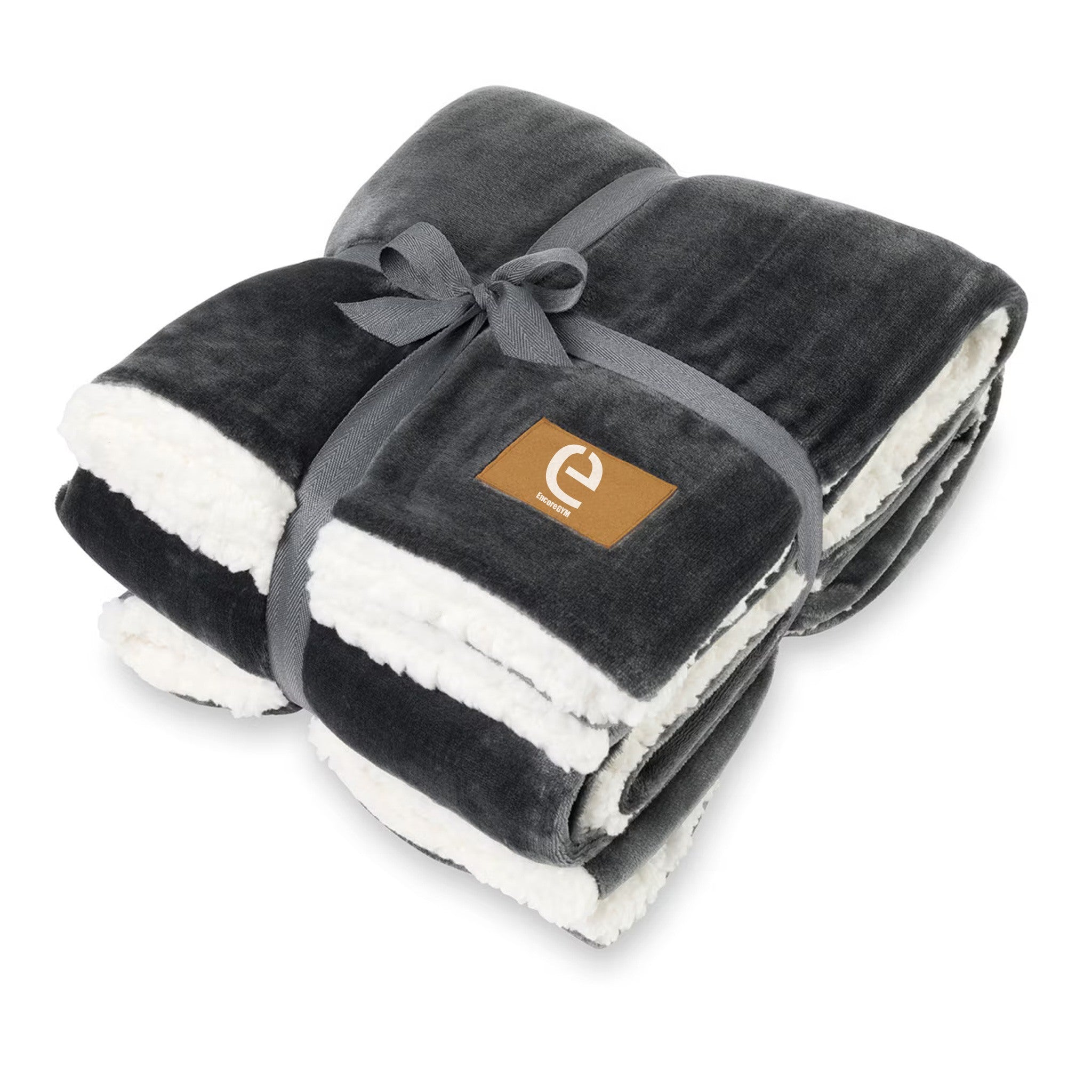 Mink Sherpa Blanket - Charcoal  Imprinted with Logo (Q823022)