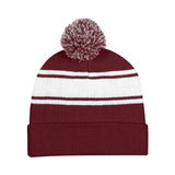 Acrylic Two-Tone Knit Pom Beanie with Cuff (Q829311)