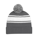 Acrylic Two-Tone Knit Pom Beanie with Cuff (Q829311)