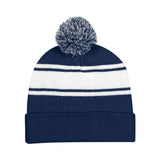 Acrylic Two-Tone Knit Pom Beanie with Cuff (Q829311)