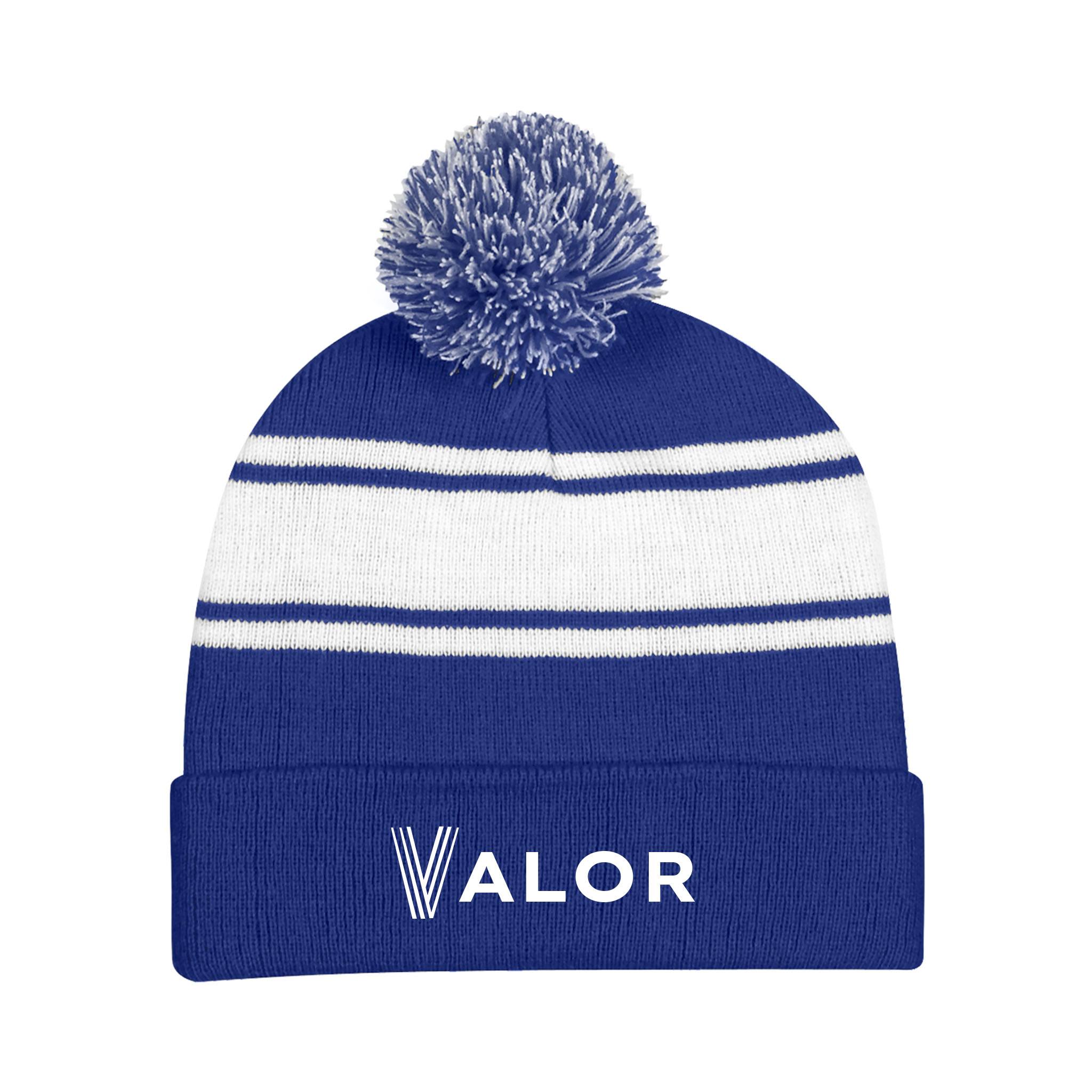 Acrylic Two-Tone Knit Pom Beanie with Cuff (Q829311)