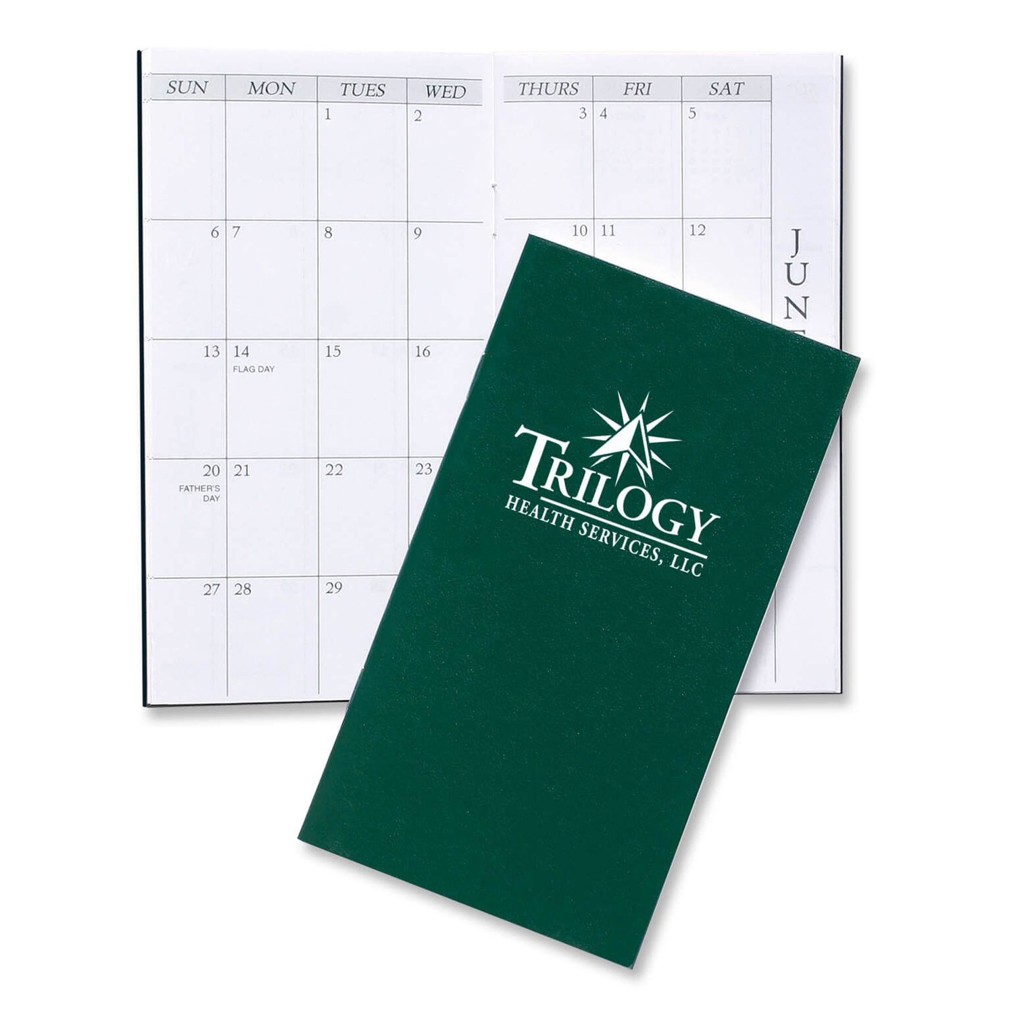 Monthly Pocket Planner - Leatherette  Imprinted with Logo (Q830211)