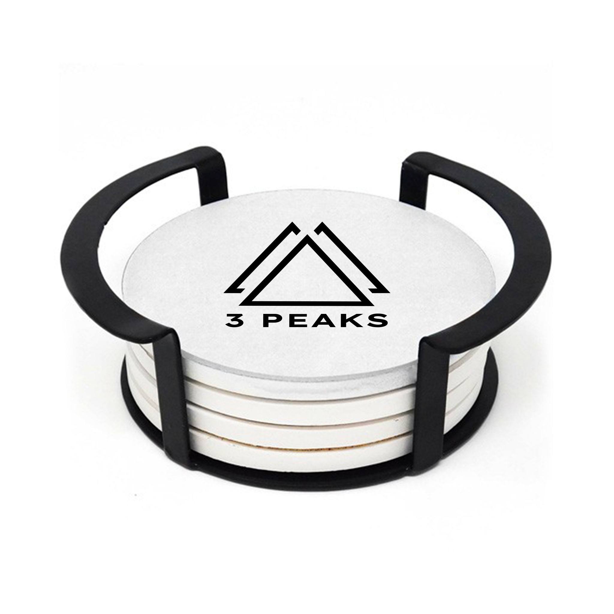4 Pc. Round Ceramic Coaster Set  Imprinted with Logo (Q839422)