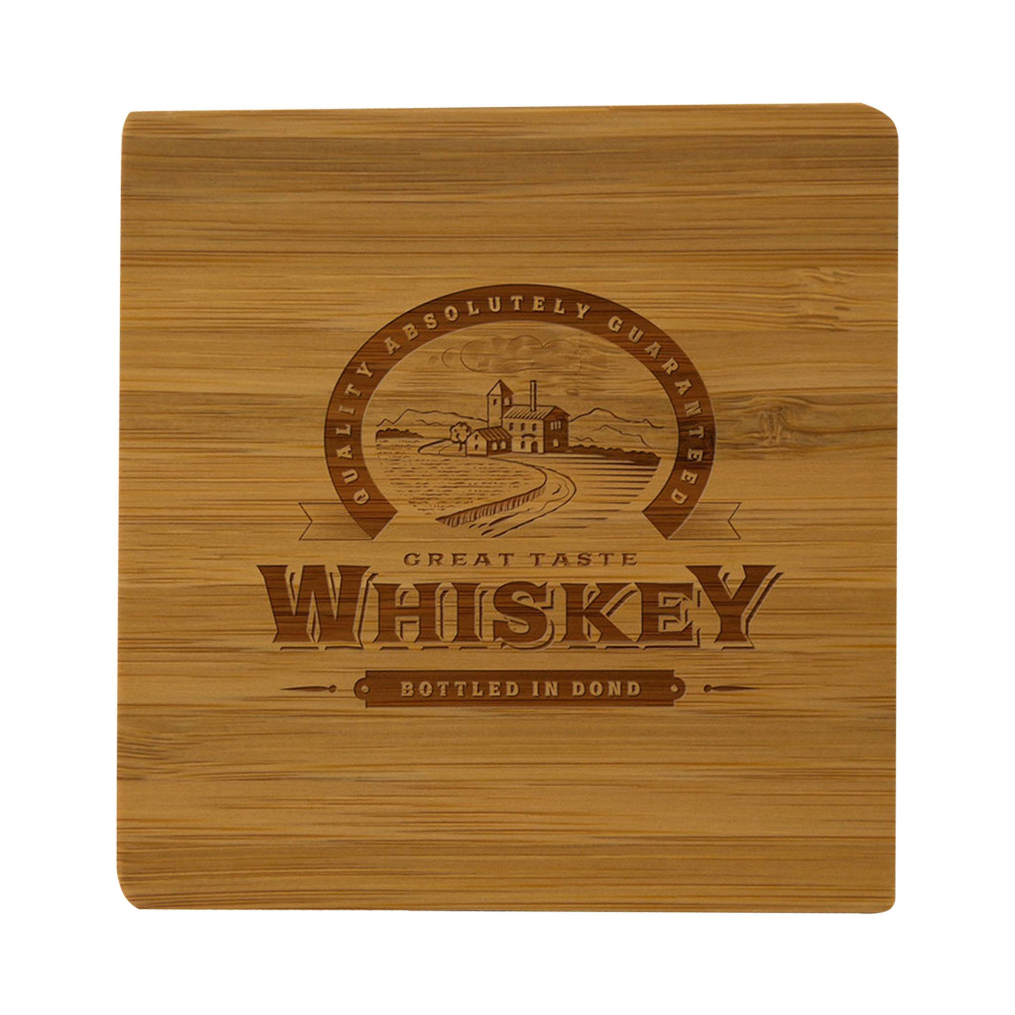 Bamboo Coaster - Single Square  Imprinted with Logo (Q839622)