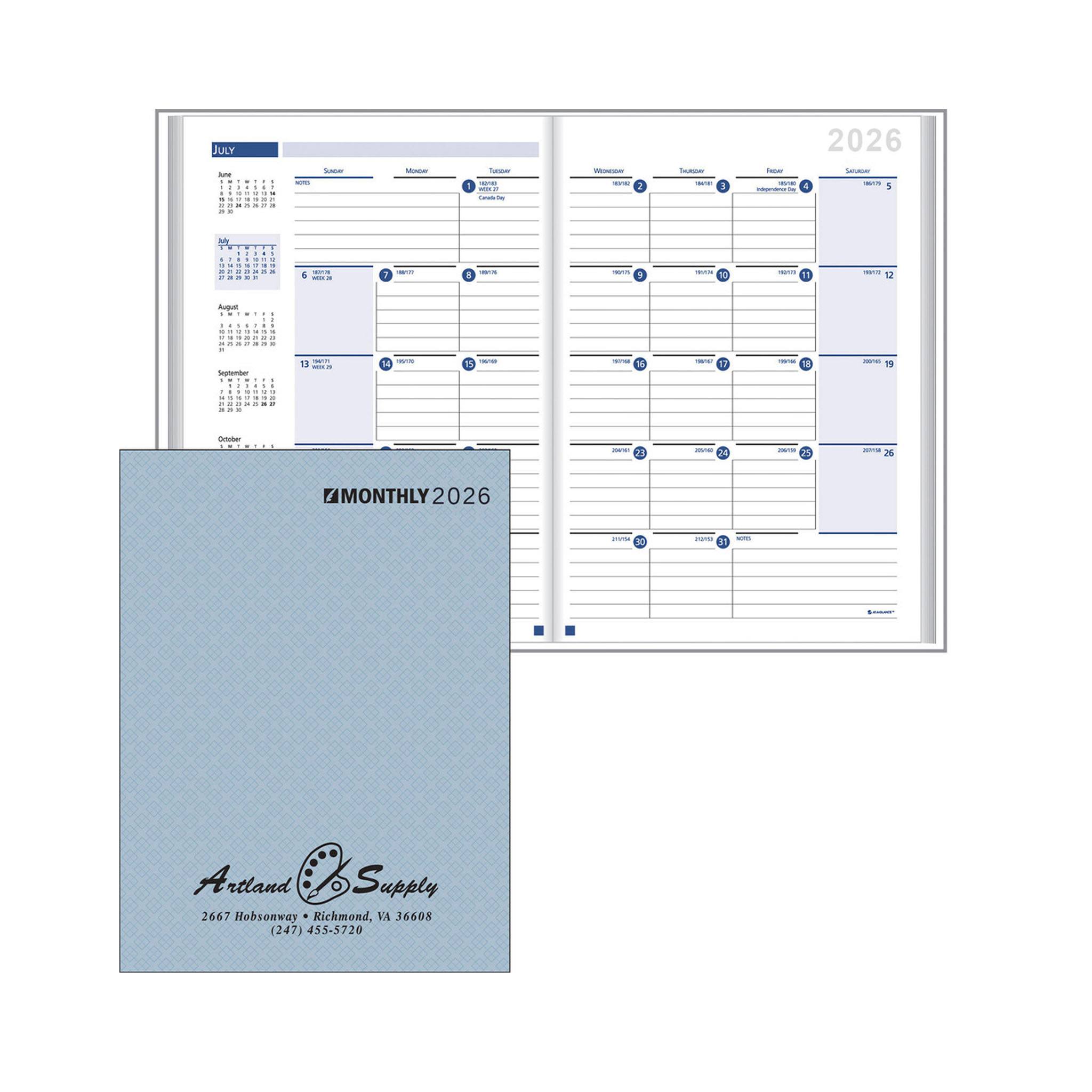 Stitched Ruled Monthly Desk Planner (Q840211)