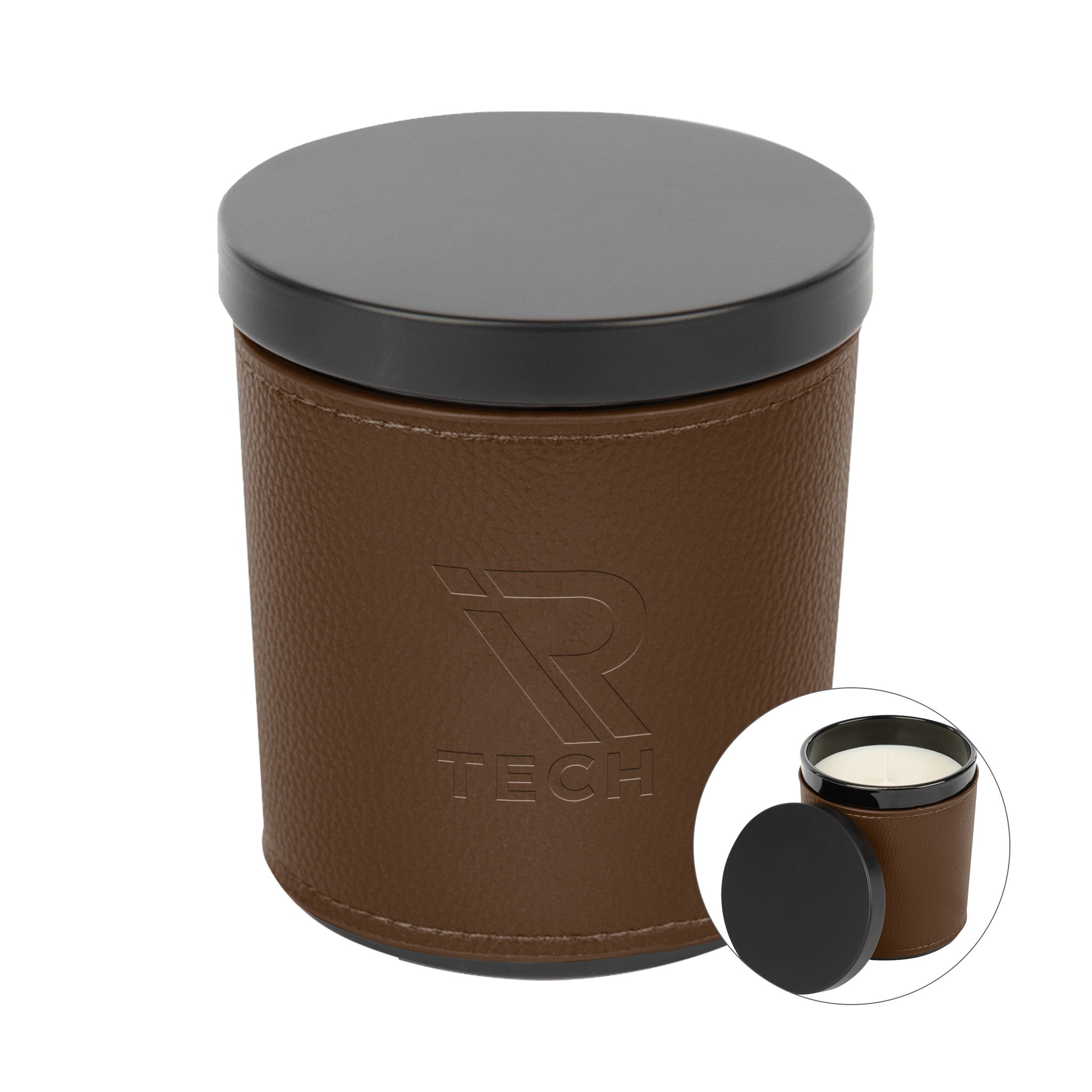 Scented Candle With Leatherette Sleeve  Imprinted with Logo (Q841922)