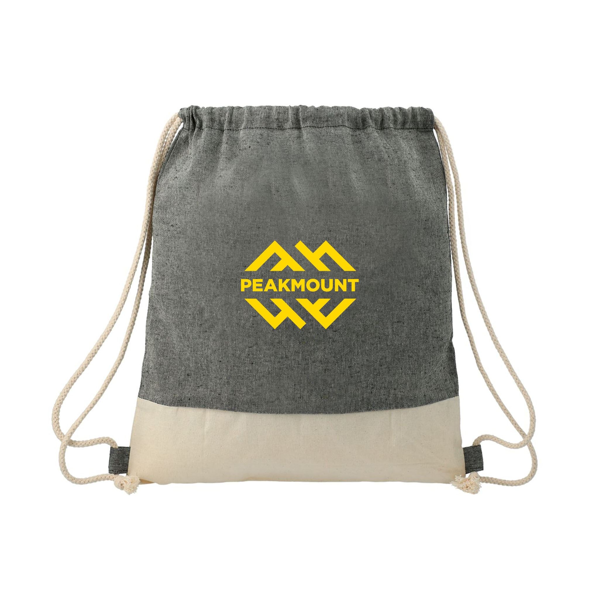 Split Recycled Cotton Drawstring Bag  Imprinted with Logo (Q842322)