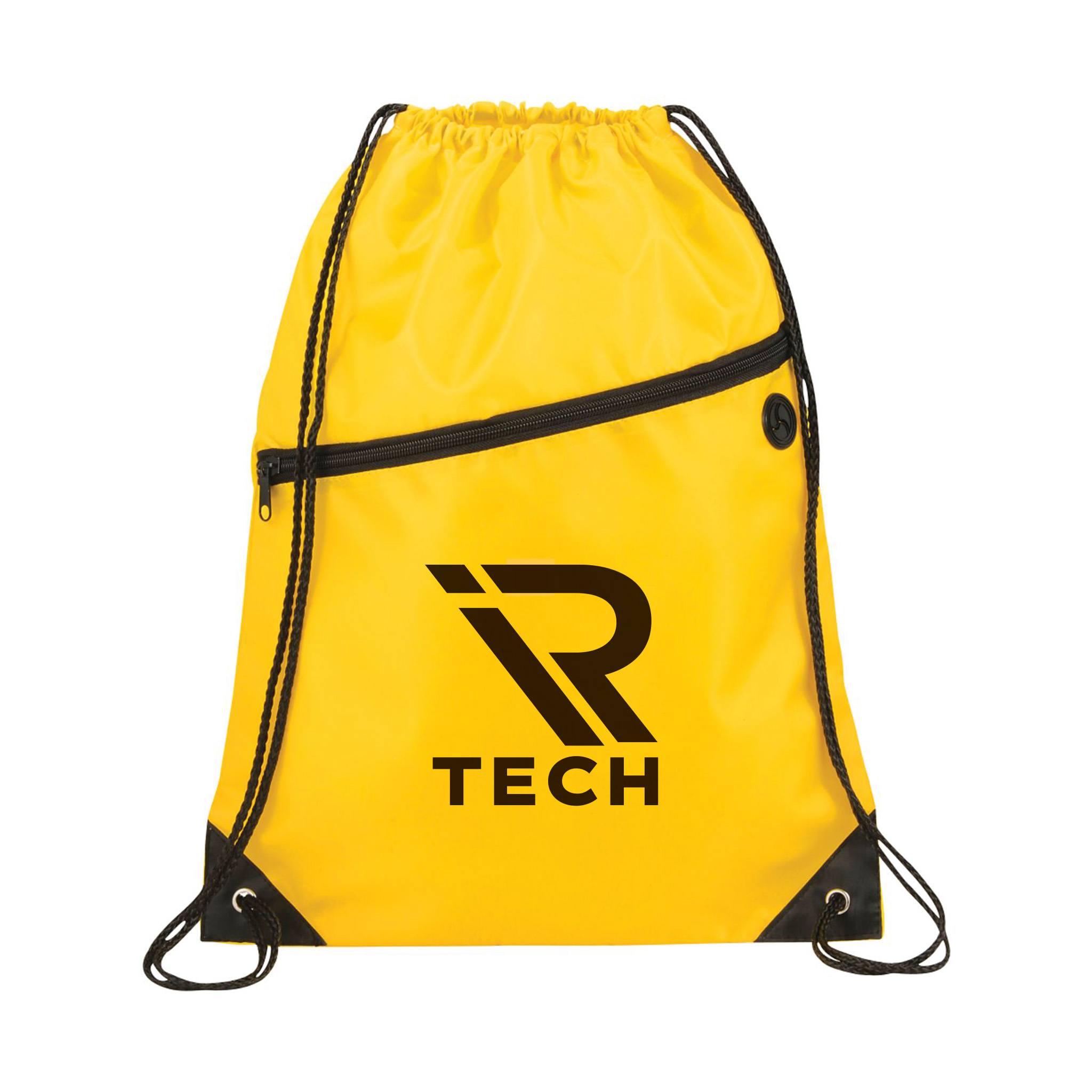 Robin Drawstring Polyester Bag with Front Zipper Pocket (Q844432)