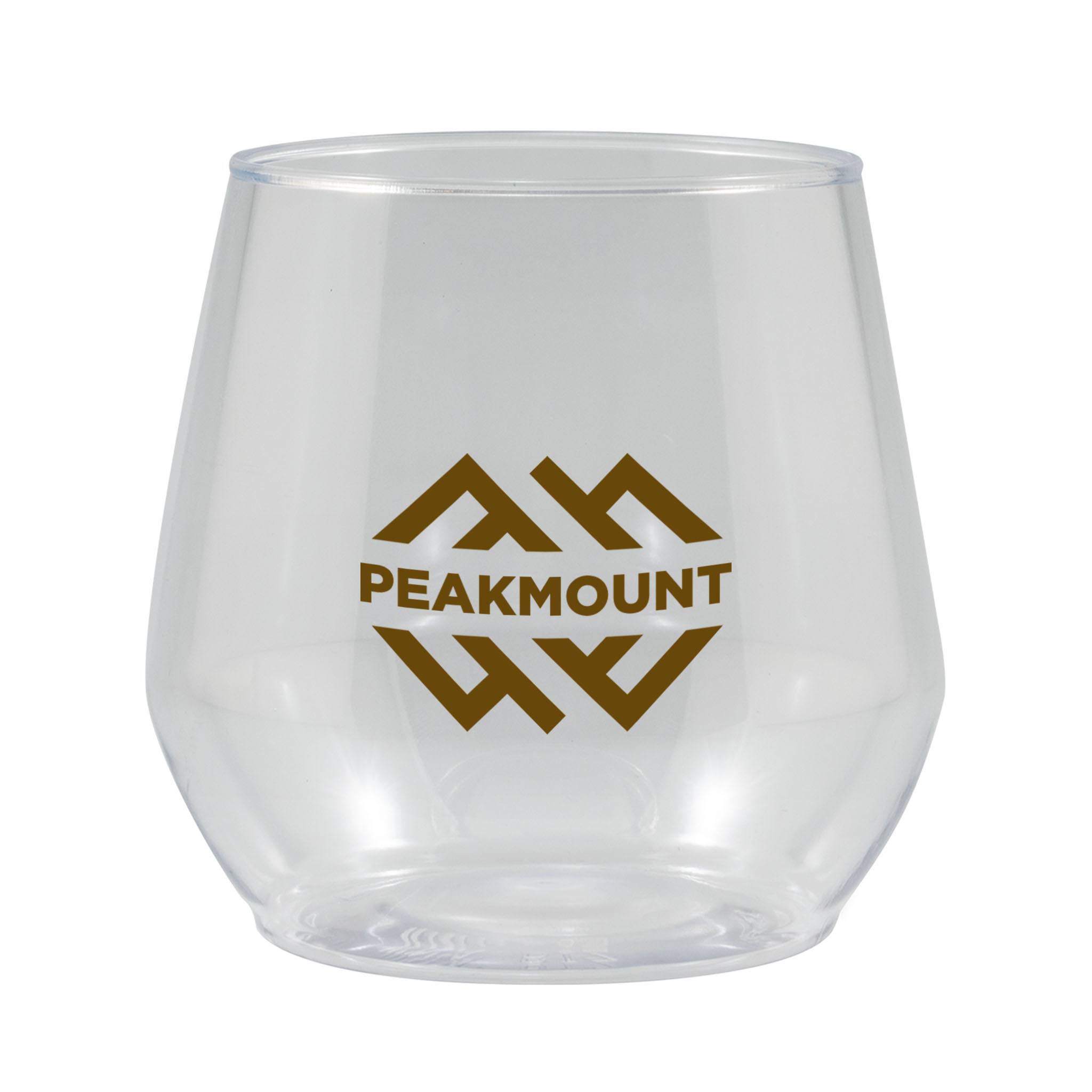 14 Oz. Clear Plastic Stemless Glass  Imprinted with Logo (Q852211)