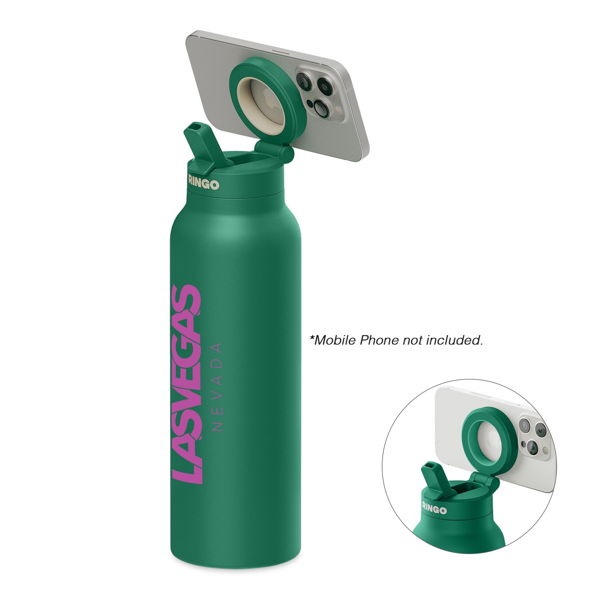 24 Oz. RINGO Pro Water Bottle with Magnetic Booster Ring - Green (Q856532)