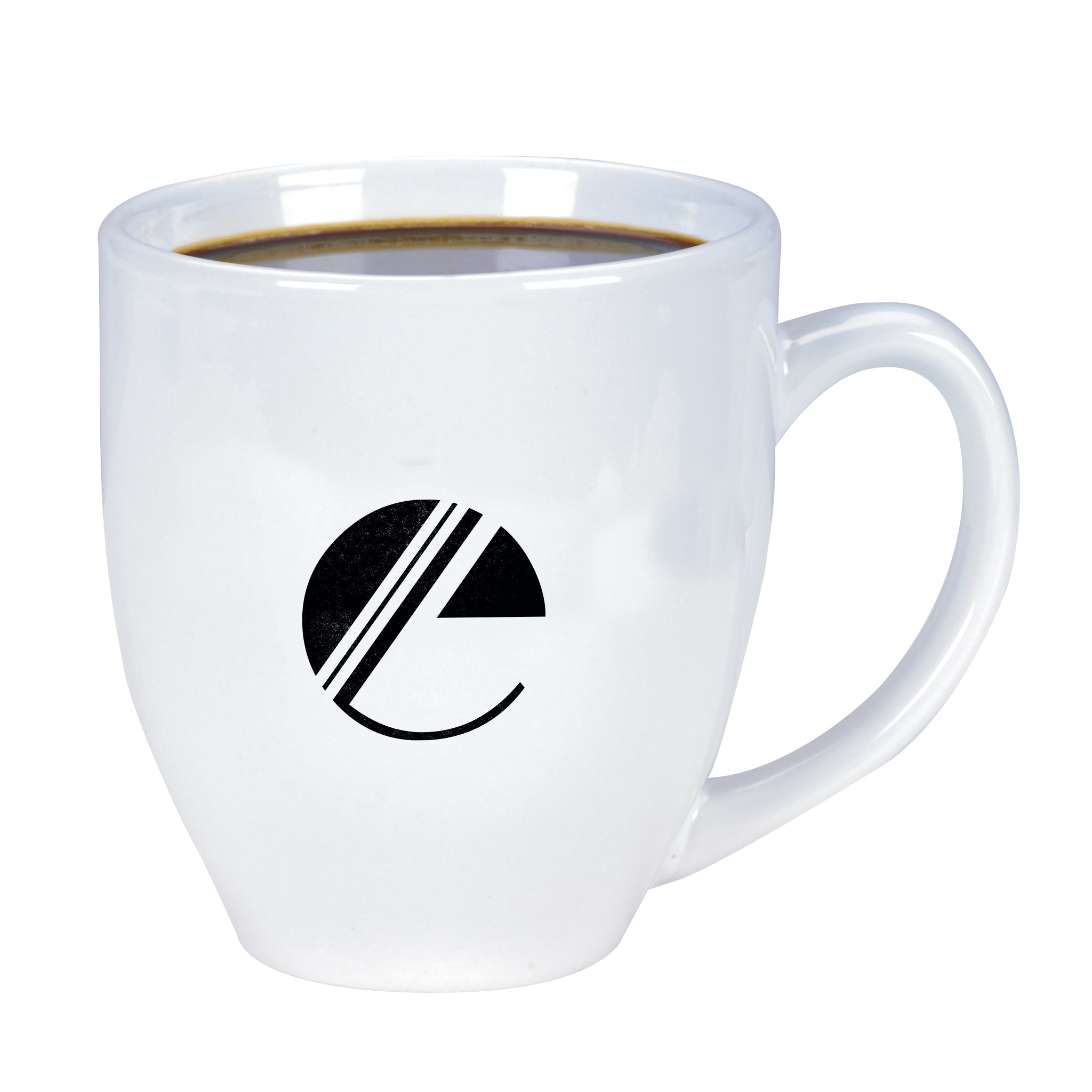 White Shiny Bistro Mugs (15 oz.)  Imprinted with Logo (Q858311)
