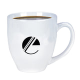 White Shiny Bistro Mugs (15 oz.)  Imprinted with Logo (Q858311)