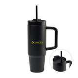 30 Oz. Adrian Travel Tumbler With Straw - Black  Imprinted with Logo (Q861922)