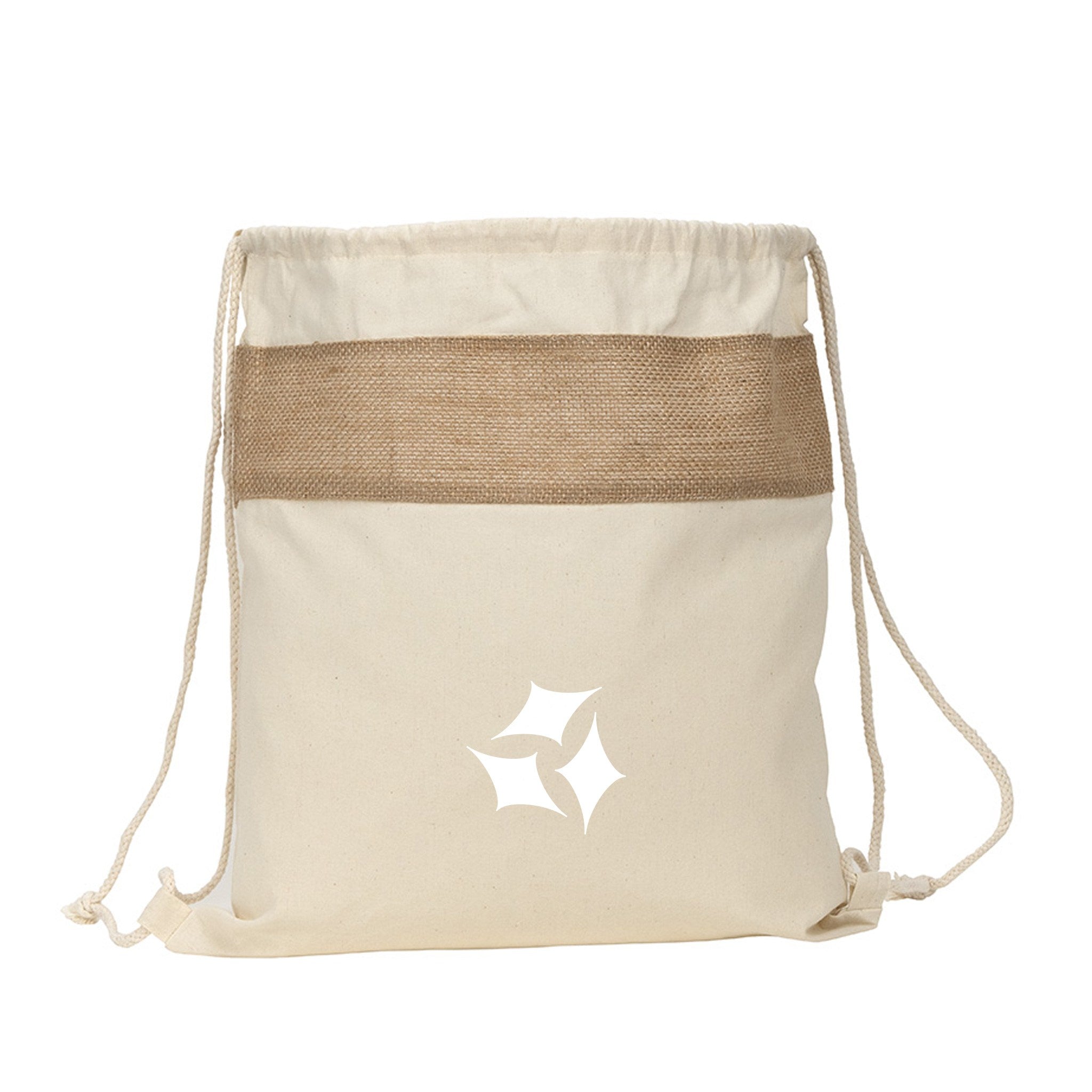 Savanna Jute & Recycled Cotton Drawstring Backpack  Imprinted with Logo (Q870922)